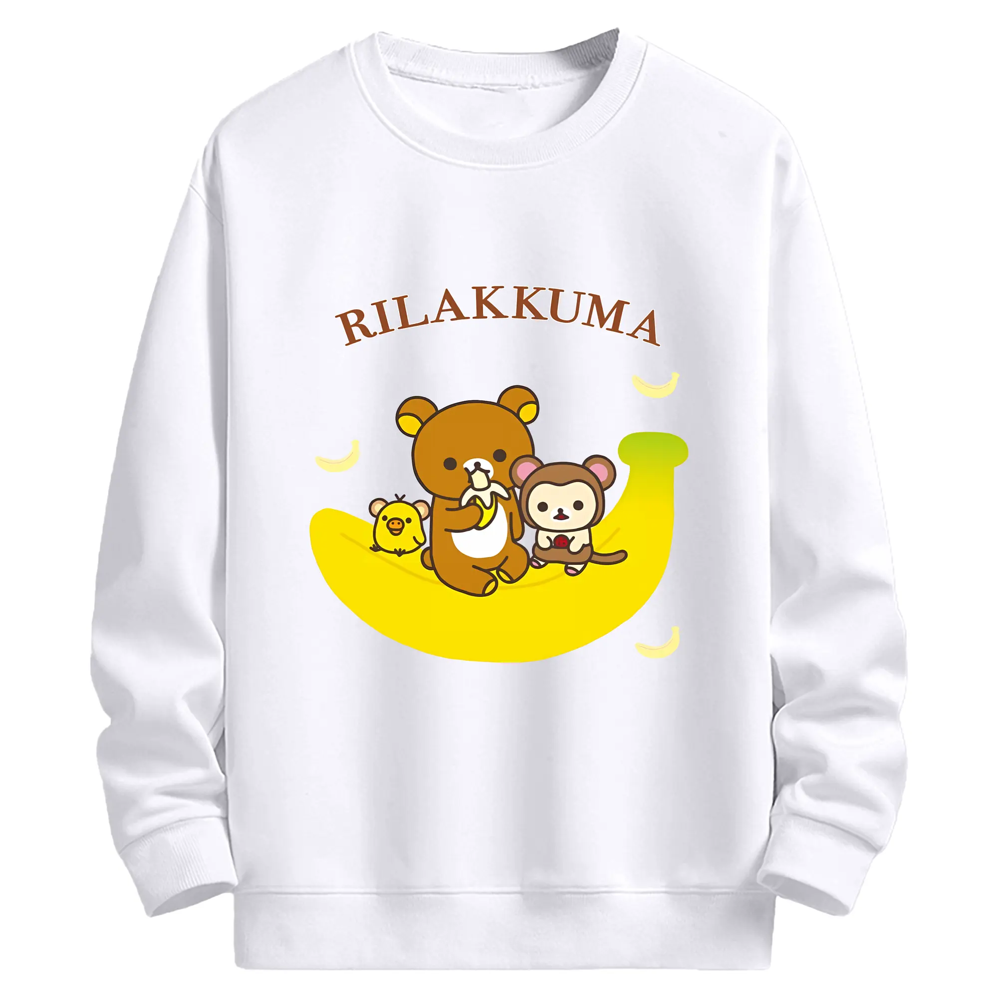 リラックマ (Rilakkuma) グッズ リラックマ (Rilakkuma) - 高品質 クルーネック スウェット ・ コットン59％ ポリエステル41％ ・ ユニセックス 長袖 トレーナー ・ カジュアル デイリー スポーツ 散歩用