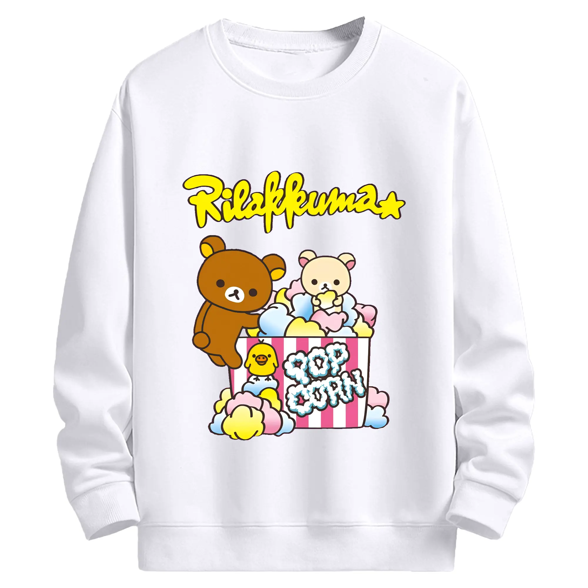 リラックマ (Rilakkuma) グッズ リラックマ (Rilakkuma) - 高品質 クルーネック スウェット ・ コットン59％ ポリエステル41％ ・ ユニセックス 長袖 トレーナー ・ カジュアル デイリー スポーツ 散歩用