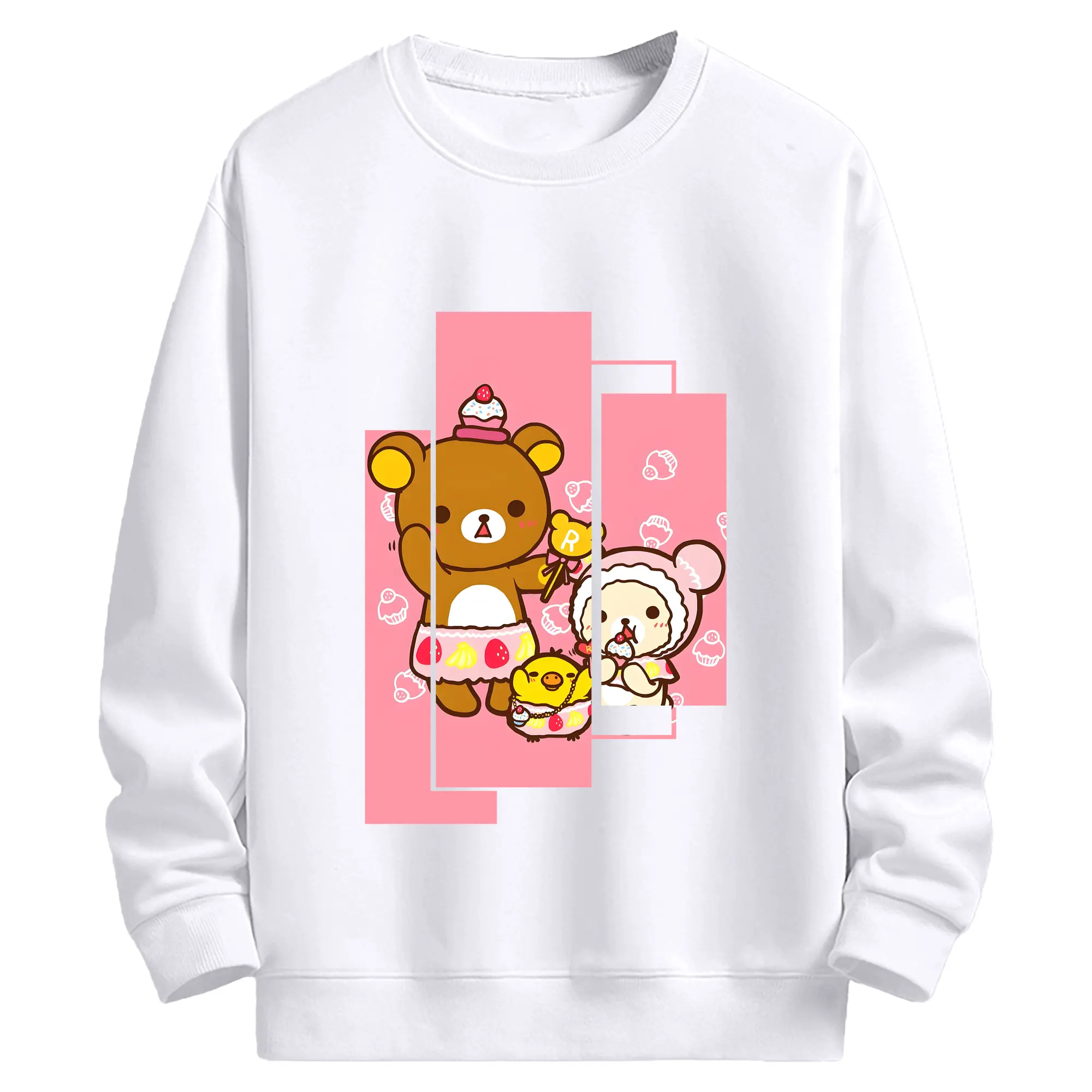 リラックマ (Rilakkuma) グッズ リラックマ (Rilakkuma) - 高品質 クルーネック スウェット ・ コットン59％ ポリエステル41％ ・ ユニセックス 長袖 トレーナー ・ カジュアル デイリー スポーツ 散歩用