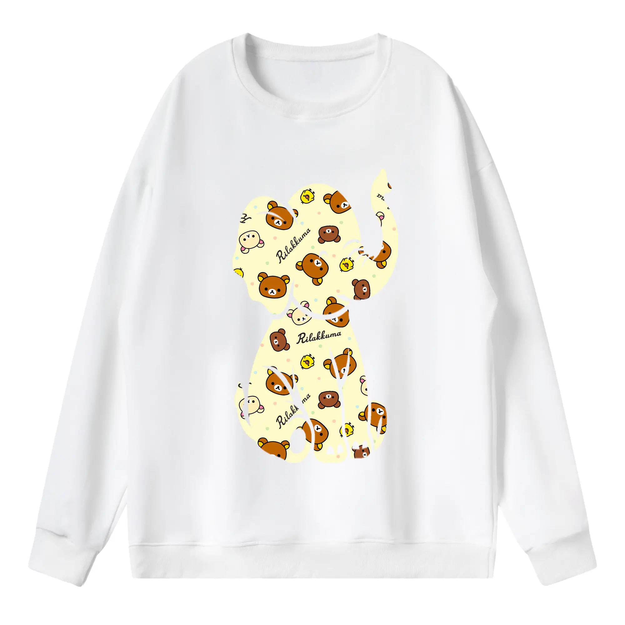 リラックマ (Rilakkuma) グッズ リラックマ (Rilakkuma) - 薄手 クルーネック スウェット 裏毛260g · ポリエステル 春秋向け カジュアル 男女兼用 · トレーナー デイリー スポーツ 散歩に最適