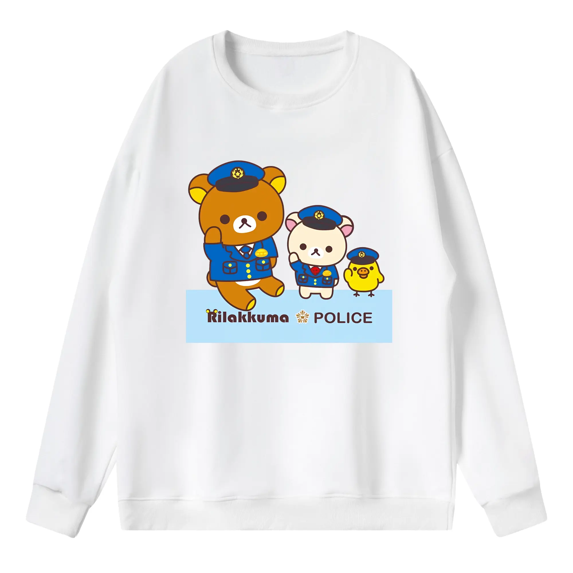 リラックマ (Rilakkuma) グッズ リラックマ (Rilakkuma) - 薄手 クルーネック スウェット 裏毛260g · ポリエステル 春秋向け カジュアル 男女兼用 · トレーナー デイリー スポーツ 散歩に最適
