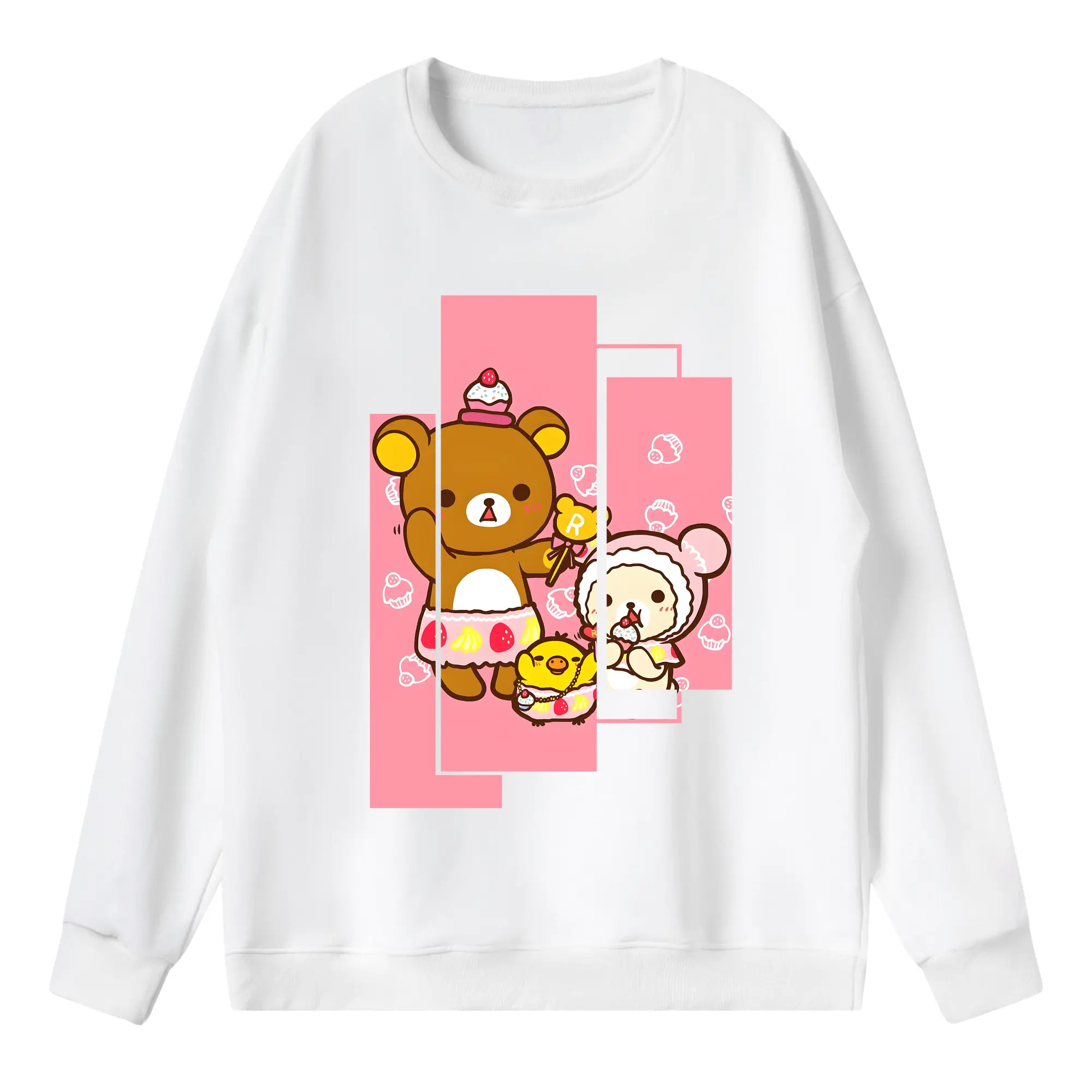 リラックマ (Rilakkuma) グッズ リラックマ (Rilakkuma) - 薄手 クルーネック スウェット 裏毛260g · ポリエステル 春秋向け カジュアル 男女兼用 · トレーナー デイリー スポーツ 散歩に最適
