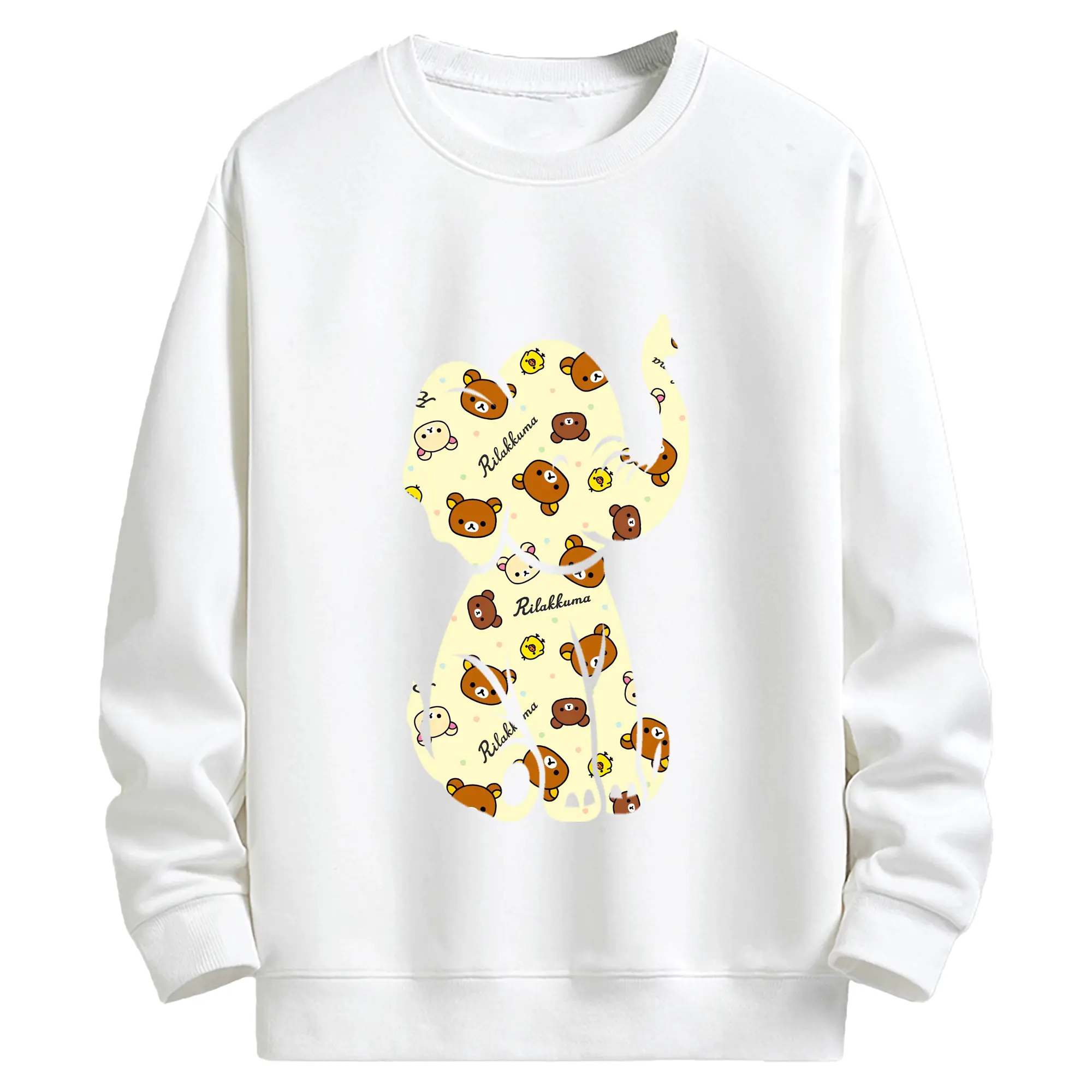 リラックマ (Rilakkuma) グッズ リラックマ (Rilakkuma) - キッズ クルーネックスウェットシャツ ・ フロントプリント ・ 綿80％ ポリエステル20％ ・ 快適 通学 スポーツ 日常使い お散歩用