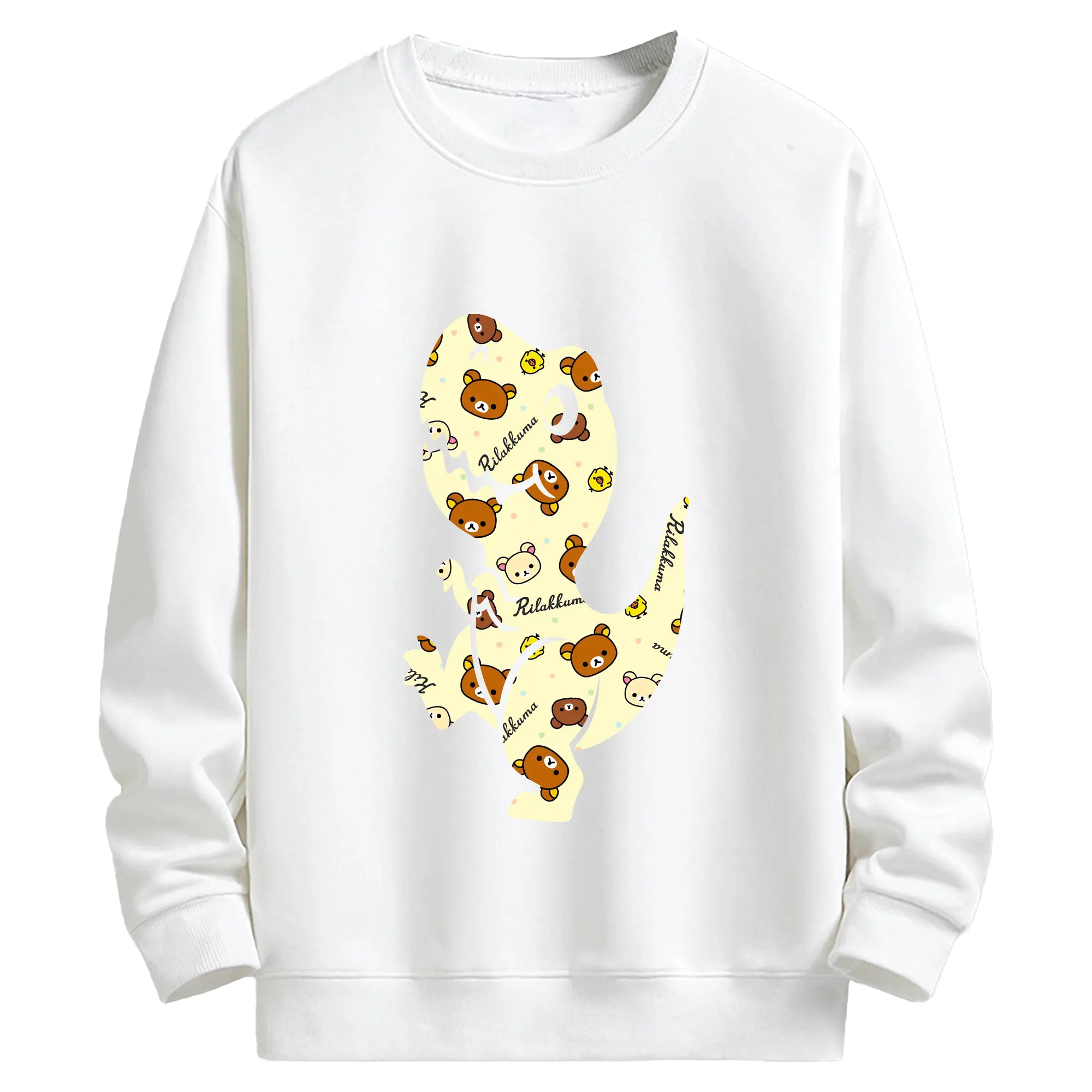 リラックマ (Rilakkuma) グッズ リラックマ (Rilakkuma) - キッズ クルーネックスウェットシャツ ・ フロントプリント ・ 綿80％ ポリエステル20％ ・ 快適 通学 スポーツ 日常使い お散歩用