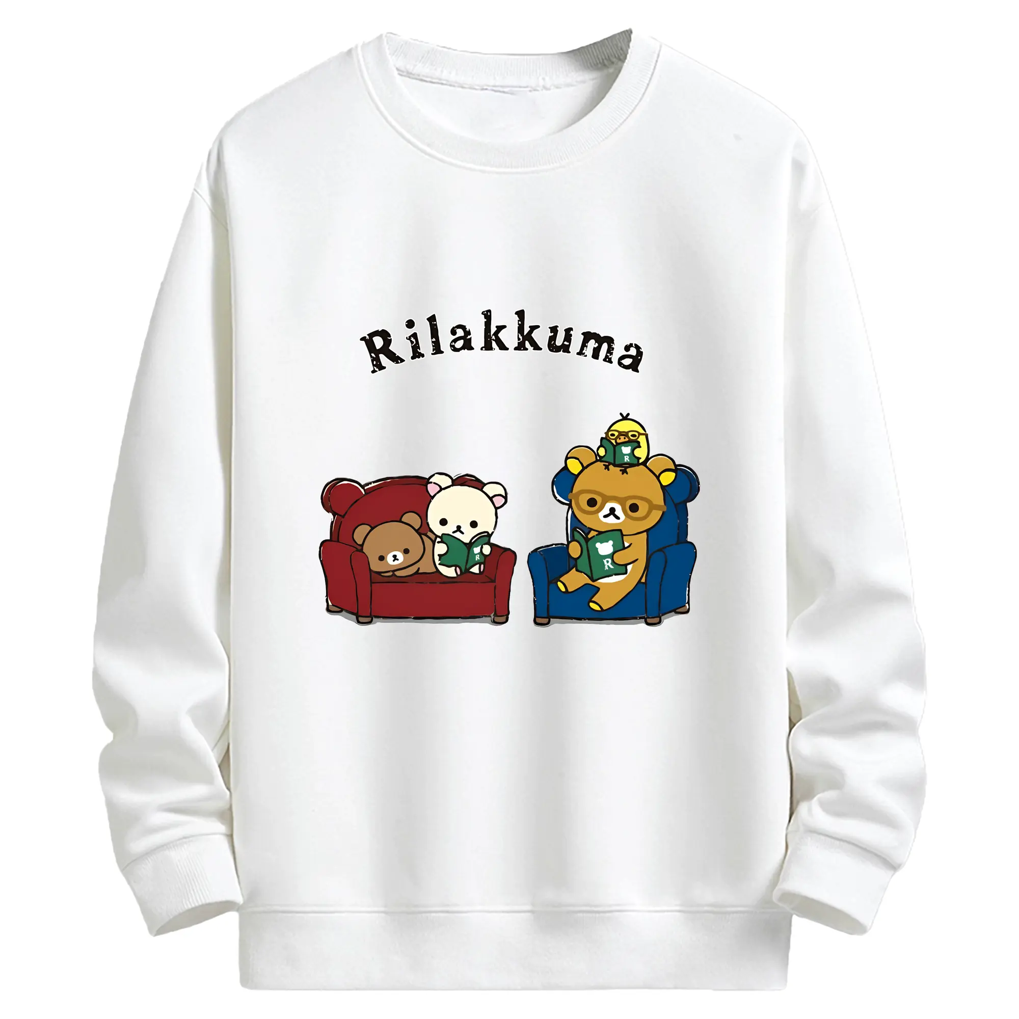 リラックマ (Rilakkuma) グッズ リラックマ (Rilakkuma) - キッズ クルーネックスウェットシャツ ・ フロントプリント ・ 綿80％ ポリエステル20％ ・ 快適 通学 スポーツ 日常使い お散歩用