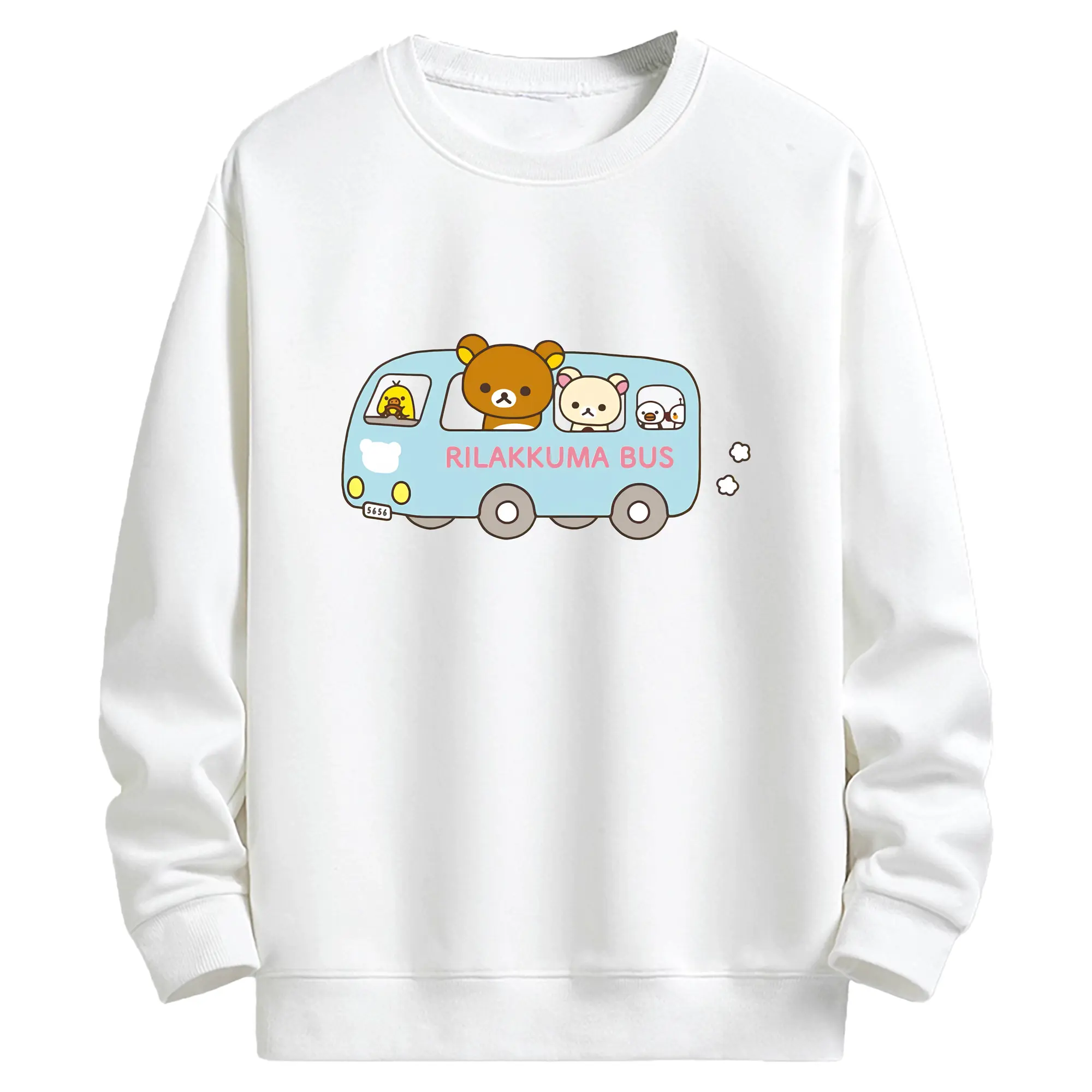 リラックマ (Rilakkuma) グッズ リラックマ (Rilakkuma) - キッズ クルーネックスウェットシャツ ・ フロントプリント ・ 綿80％ ポリエステル20％ ・ 快適 通学 スポーツ 日常使い お散歩用