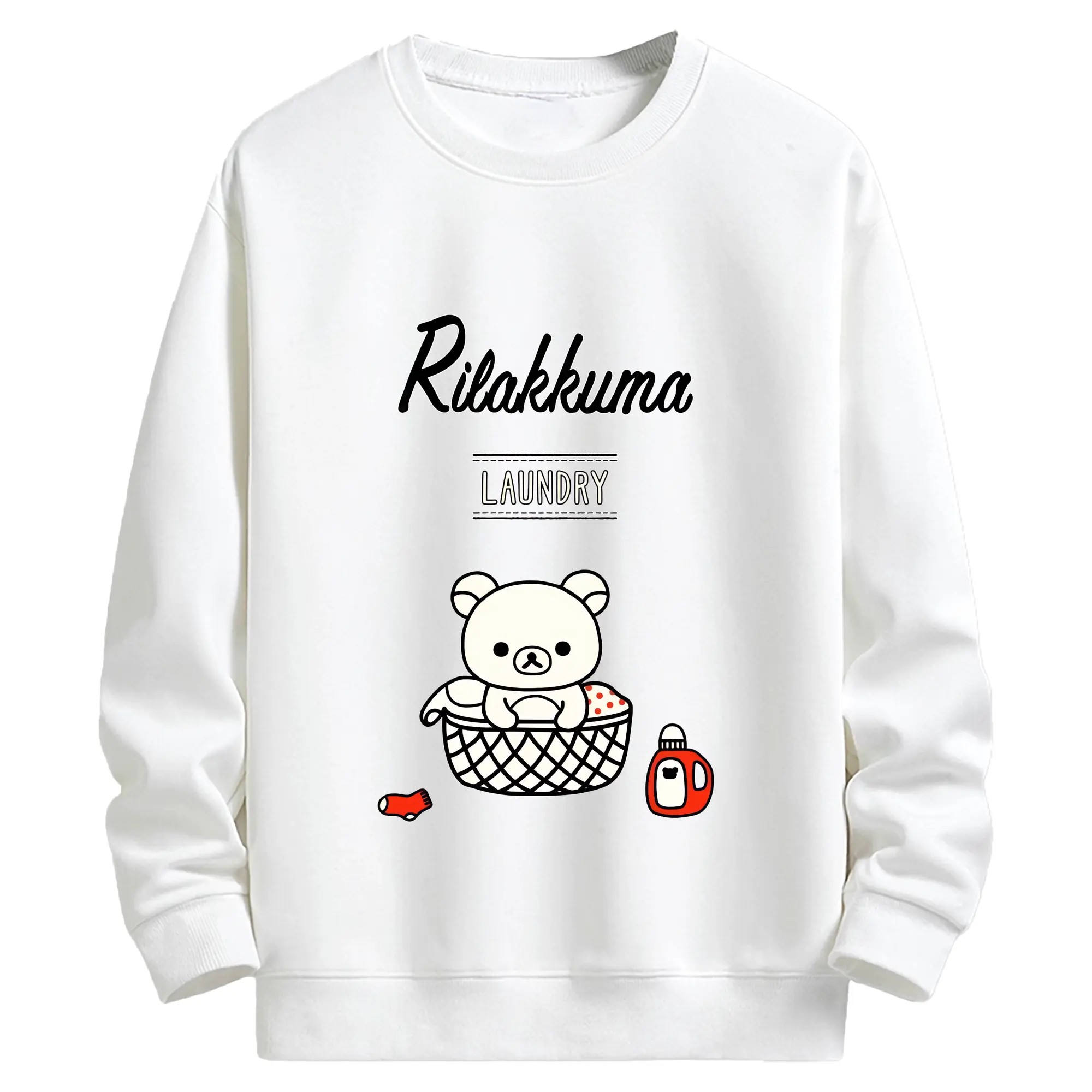 リラックマ (Rilakkuma) グッズ リラックマ (Rilakkuma) - キッズ クルーネックスウェットシャツ ・ フロントプリント ・ 綿80％ ポリエステル20％ ・ 快適 通学 スポーツ 日常使い お散歩用