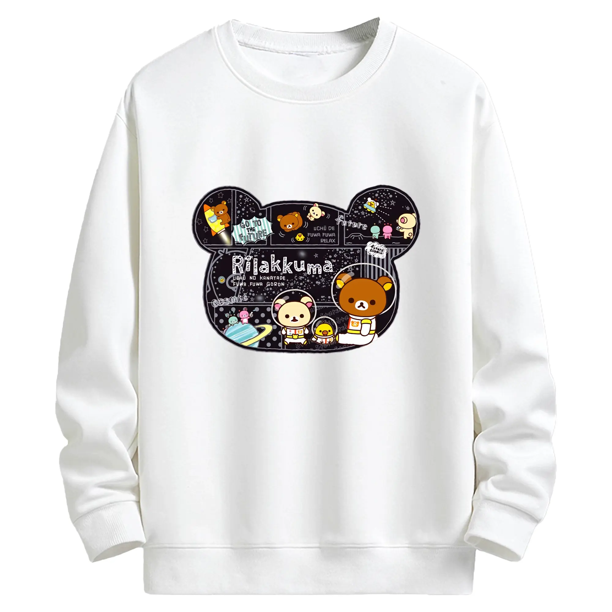 リラックマ (Rilakkuma) グッズ リラックマ (Rilakkuma) - キッズ クルーネックスウェットシャツ ・ フロントプリント ・ 綿80％ ポリエステル20％ ・ 快適 通学 スポーツ 日常使い お散歩用