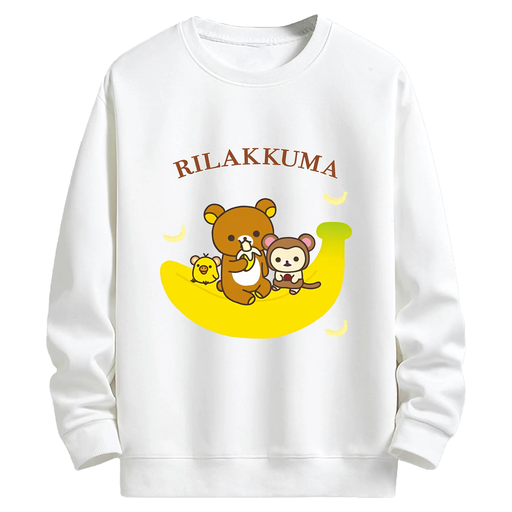 リラックマ (Rilakkuma) グッズ リラックマ (Rilakkuma) - キッズ クルーネックスウェットシャツ ・ フロントプリント ・ 綿80％ ポリエステル20％ ・ 快適 通学 スポーツ 日常使い お散歩用