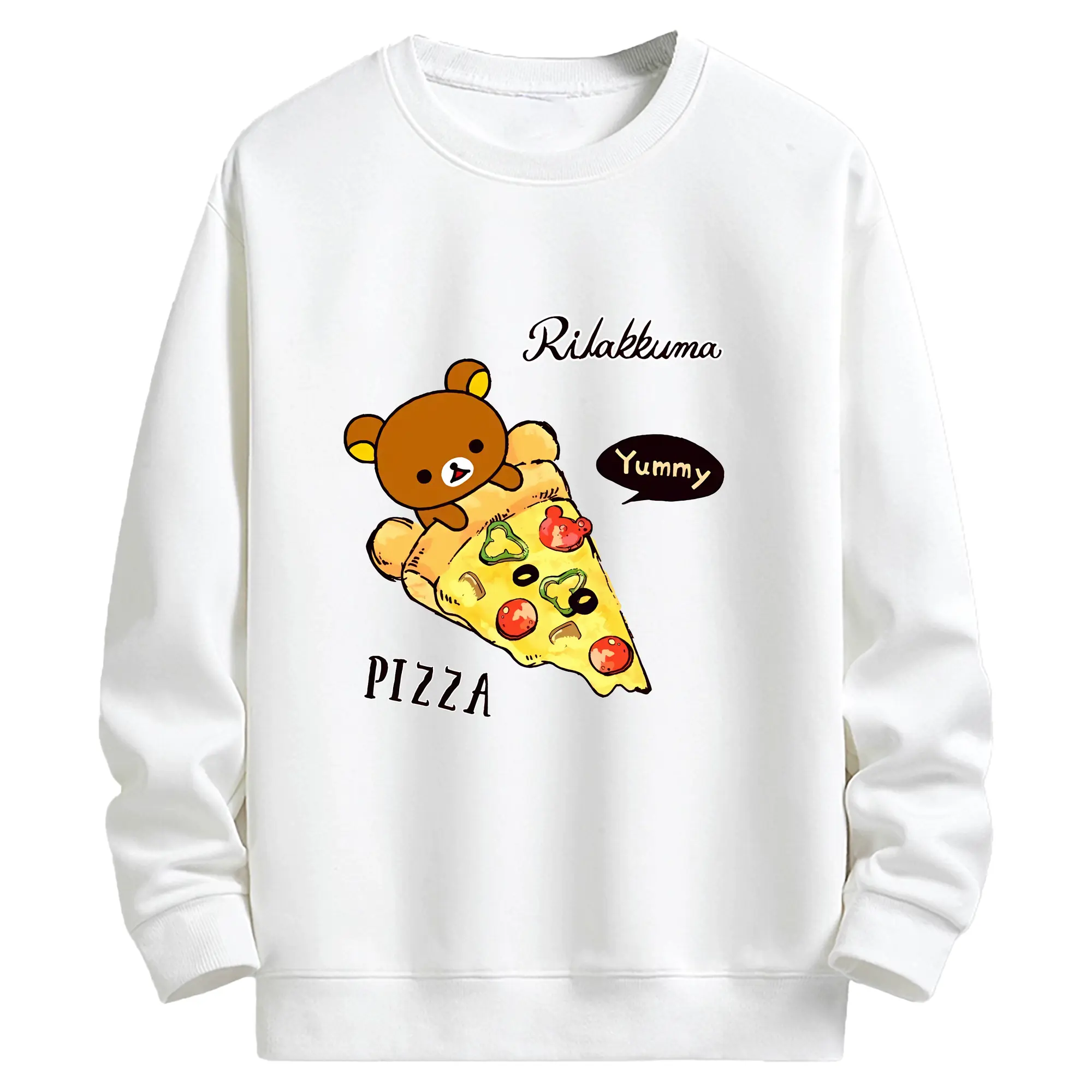 リラックマ (Rilakkuma) グッズ リラックマ (Rilakkuma) - キッズ クルーネックスウェットシャツ ・ フロントプリント ・ 綿80％ ポリエステル20％ ・ 快適 通学 スポーツ 日常使い お散歩用