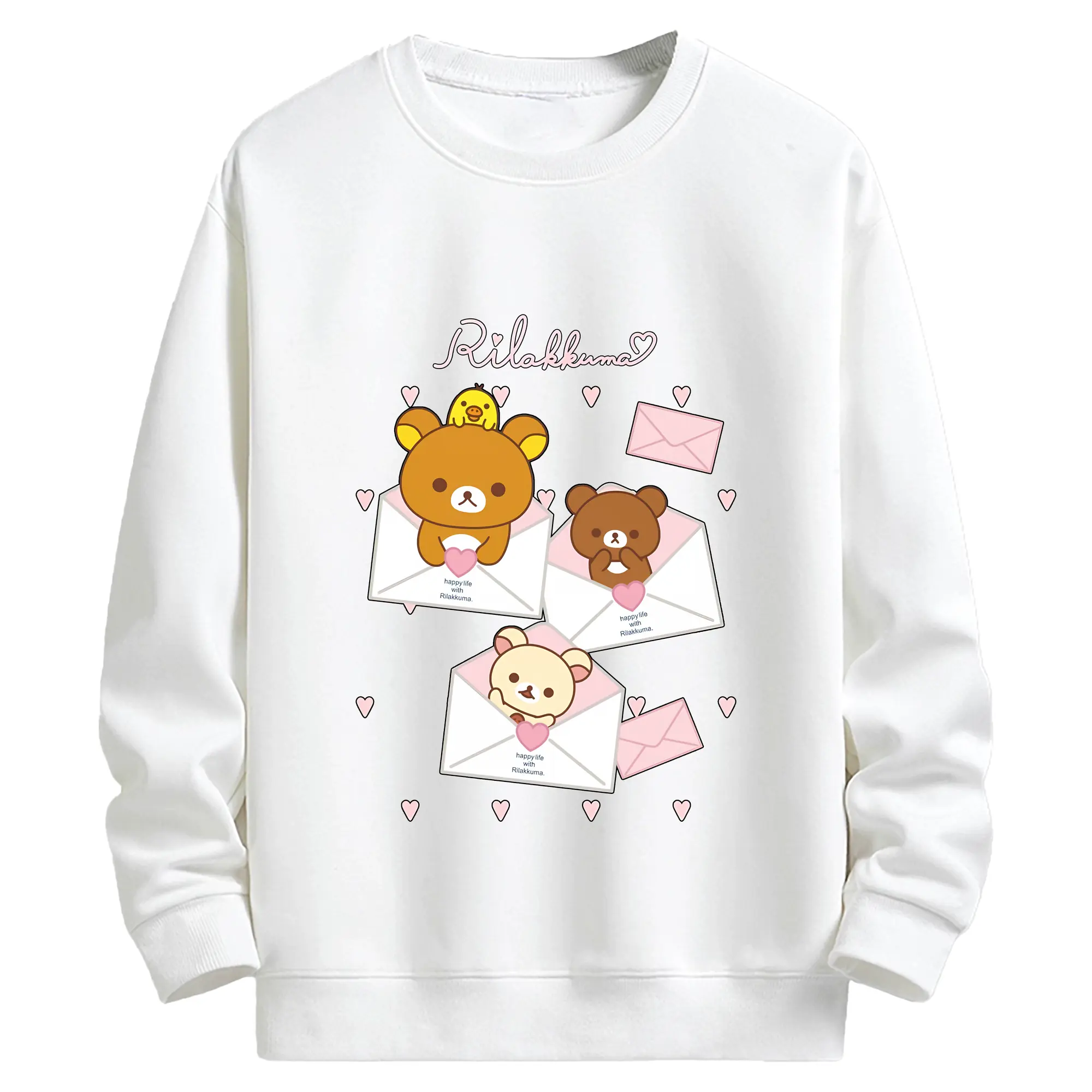 リラックマ (Rilakkuma) グッズ リラックマ (Rilakkuma) - キッズ クルーネックスウェットシャツ ・ フロントプリント ・ 綿80％ ポリエステル20％ ・ 快適 通学 スポーツ 日常使い お散歩用