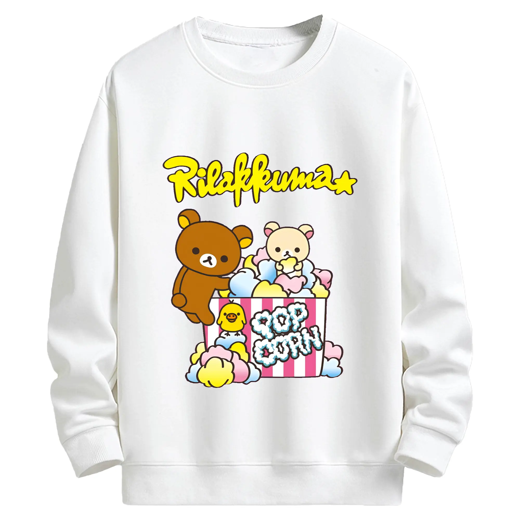 リラックマ (Rilakkuma) グッズ リラックマ (Rilakkuma) - キッズ クルーネックスウェットシャツ ・ フロントプリント ・ 綿80％ ポリエステル20％ ・ 快適 通学 スポーツ 日常使い お散歩用