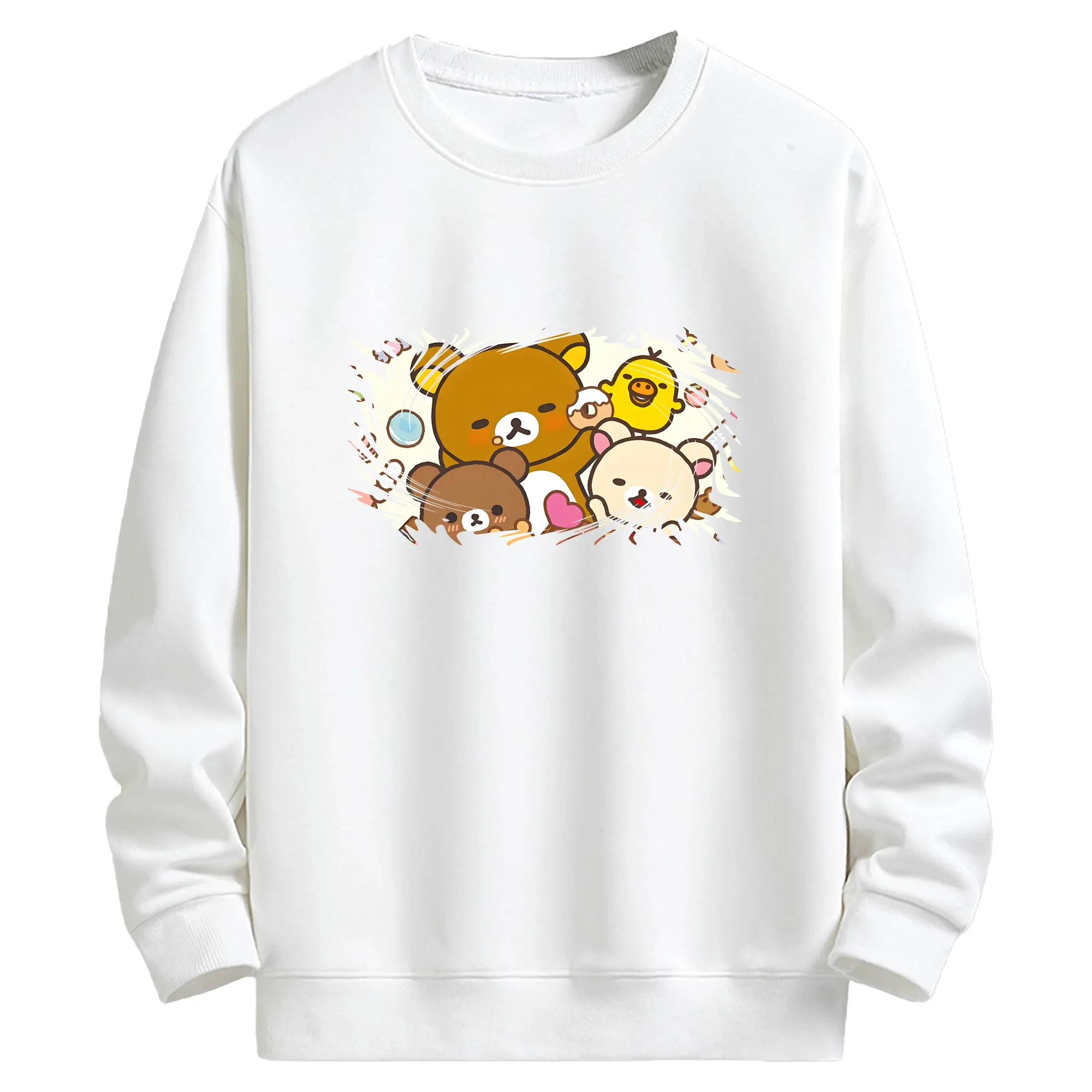 リラックマ (Rilakkuma) グッズ リラックマ (Rilakkuma) - キッズ クルーネックスウェットシャツ ・ フロントプリント ・ 綿80％ ポリエステル20％ ・ 快適 通学 スポーツ 日常使い お散歩用