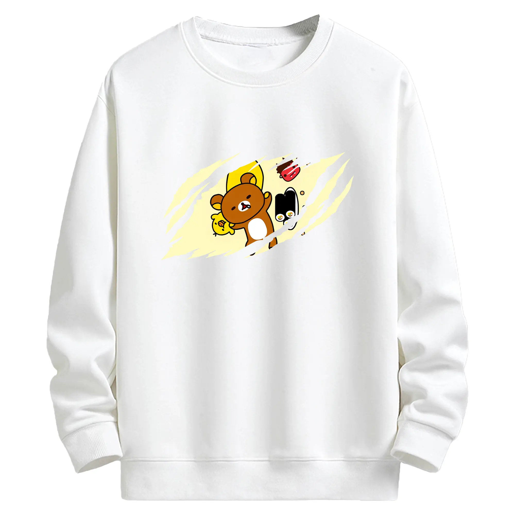 リラックマ (Rilakkuma) グッズ リラックマ (Rilakkuma) - キッズ クルーネックスウェットシャツ ・ フロントプリント ・ 綿80％ ポリエステル20％ ・ 快適 通学 スポーツ 日常使い お散歩用