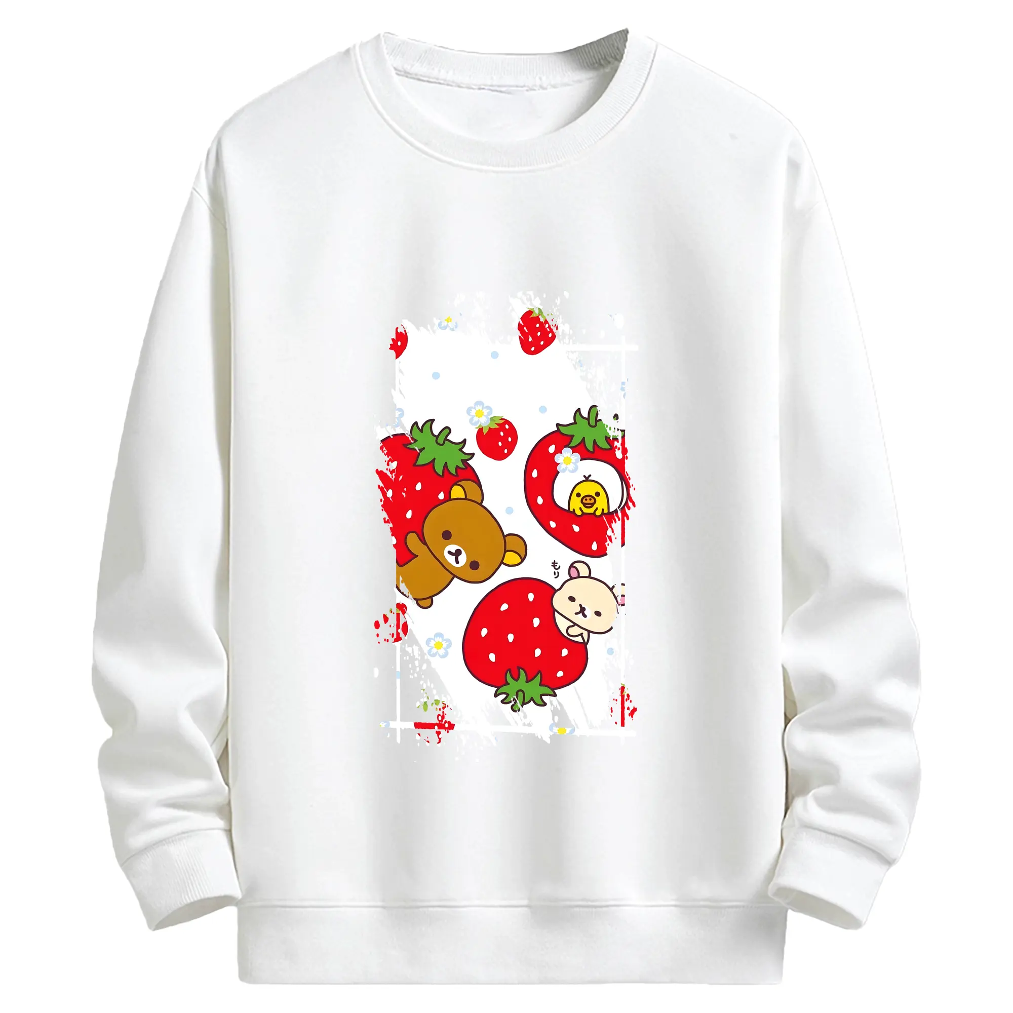 リラックマ (Rilakkuma) グッズ リラックマ (Rilakkuma) - キッズ クルーネックスウェットシャツ ・ フロントプリント ・ 綿80％ ポリエステル20％ ・ 快適 通学 スポーツ 日常使い お散歩用