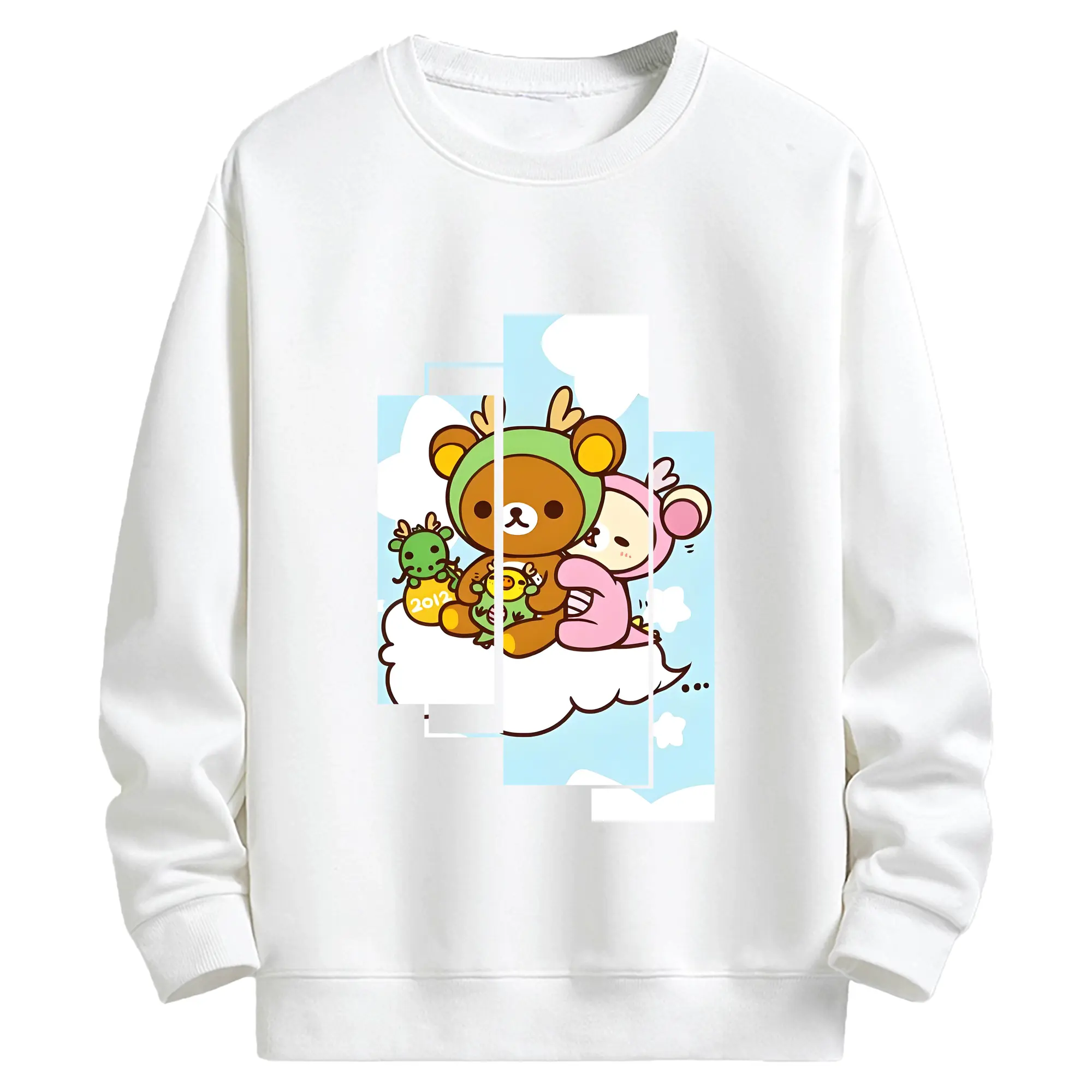 リラックマ (Rilakkuma) グッズ リラックマ (Rilakkuma) - キッズ クルーネックスウェットシャツ ・ フロントプリント ・ 綿80％ ポリエステル20％ ・ 快適 通学 スポーツ 日常使い お散歩用