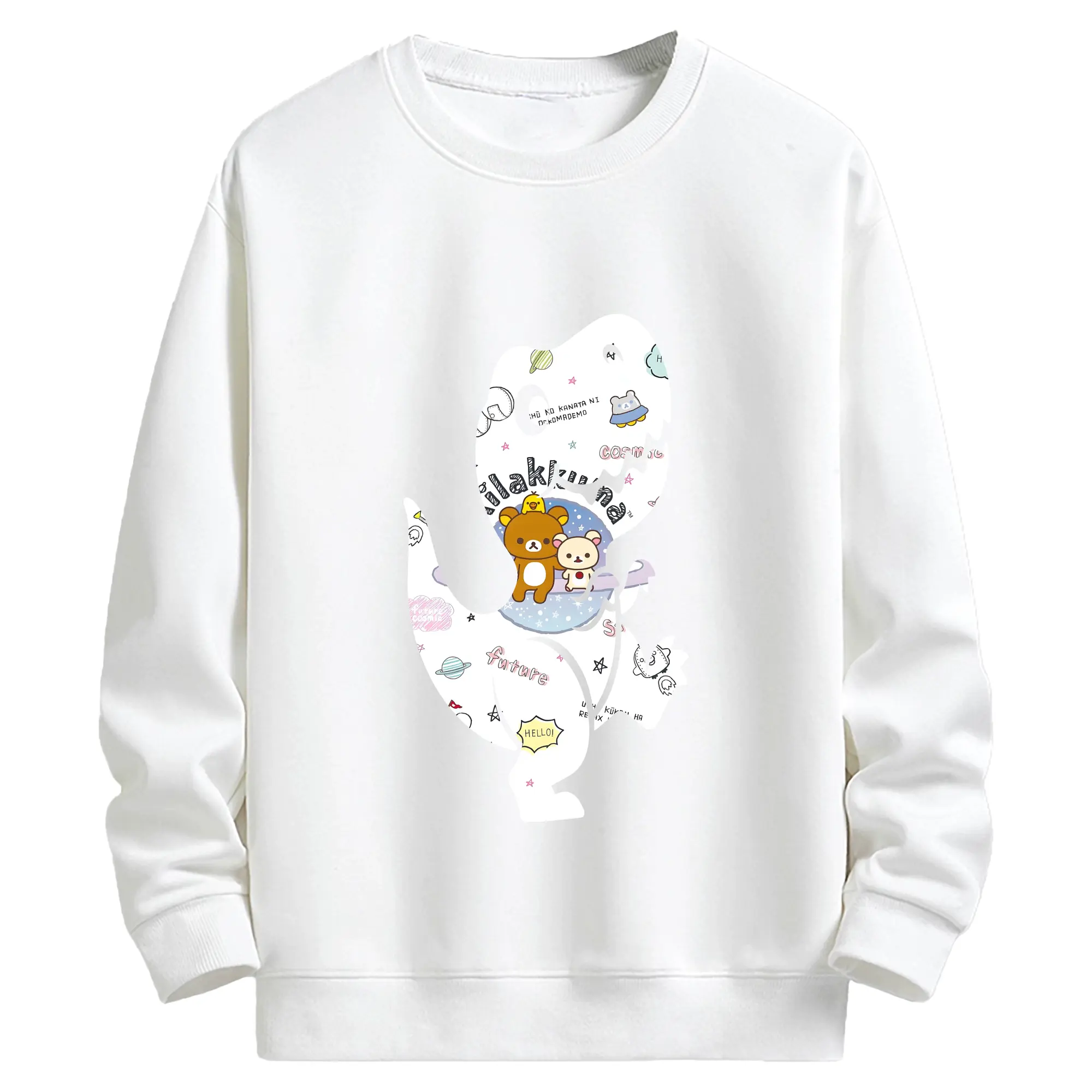 リラックマ (Rilakkuma) グッズ リラックマ (Rilakkuma) - キッズ クルーネックスウェットシャツ ・ フロントプリント ・ 綿80％ ポリエステル20％ ・ 快適 通学 スポーツ 日常使い お散歩用