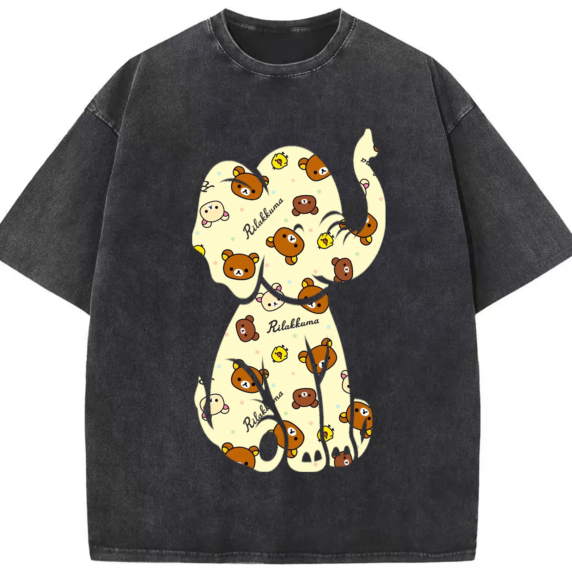 リラックマ (Rilakkuma) グッズ リラックマ (Rilakkuma) - 綿100％ ヴィンテージ風 半袖Tシャツ ・ フロントプリント ・ 柔らか肌触り ・ 通気性 快適 ・ スポーツ カジュアル 外出用