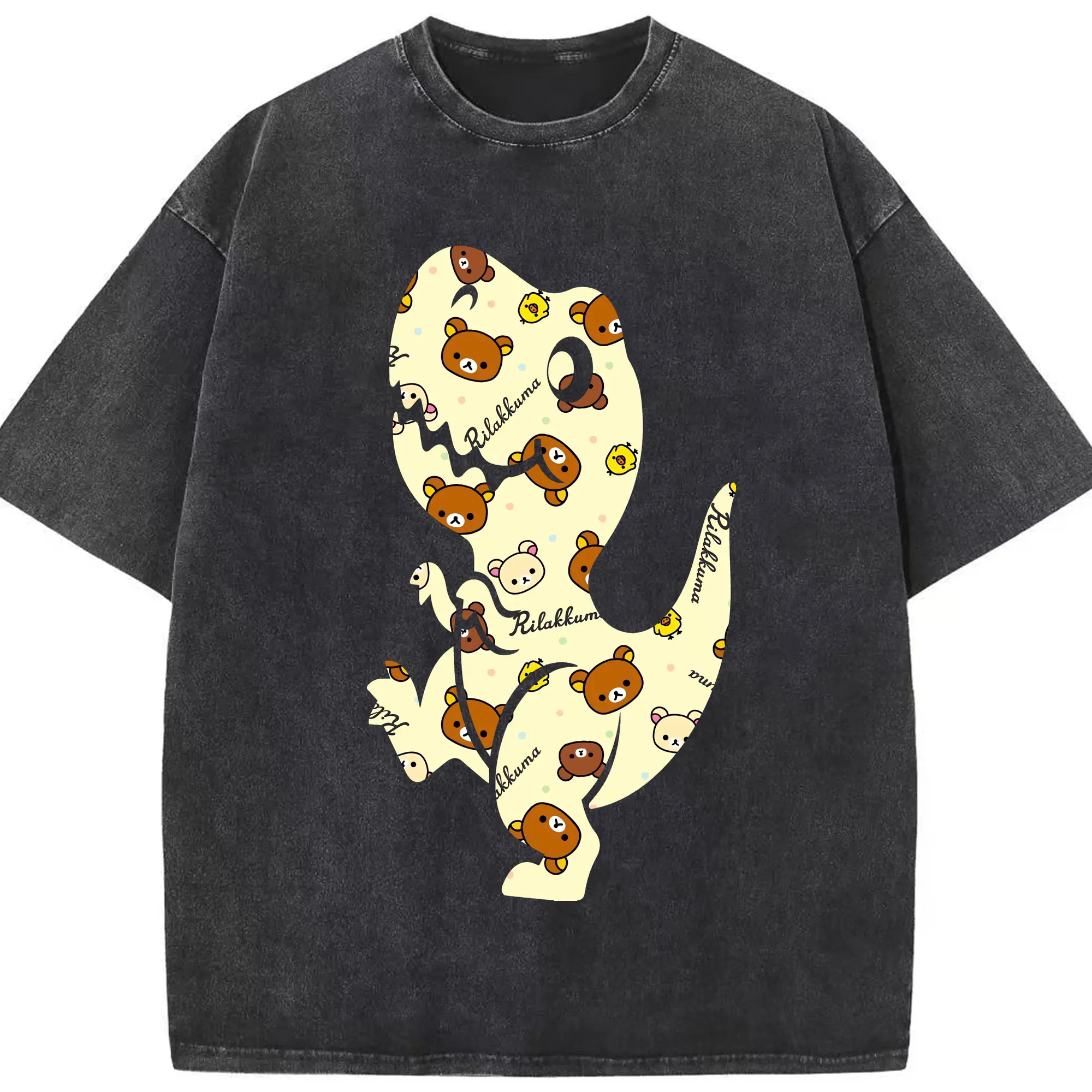 リラックマ (Rilakkuma) グッズ リラックマ (Rilakkuma) - 綿100％ ヴィンテージ風 半袖Tシャツ ・ フロントプリント ・ 柔らか肌触り ・ 通気性 快適 ・ スポーツ カジュアル 外出用