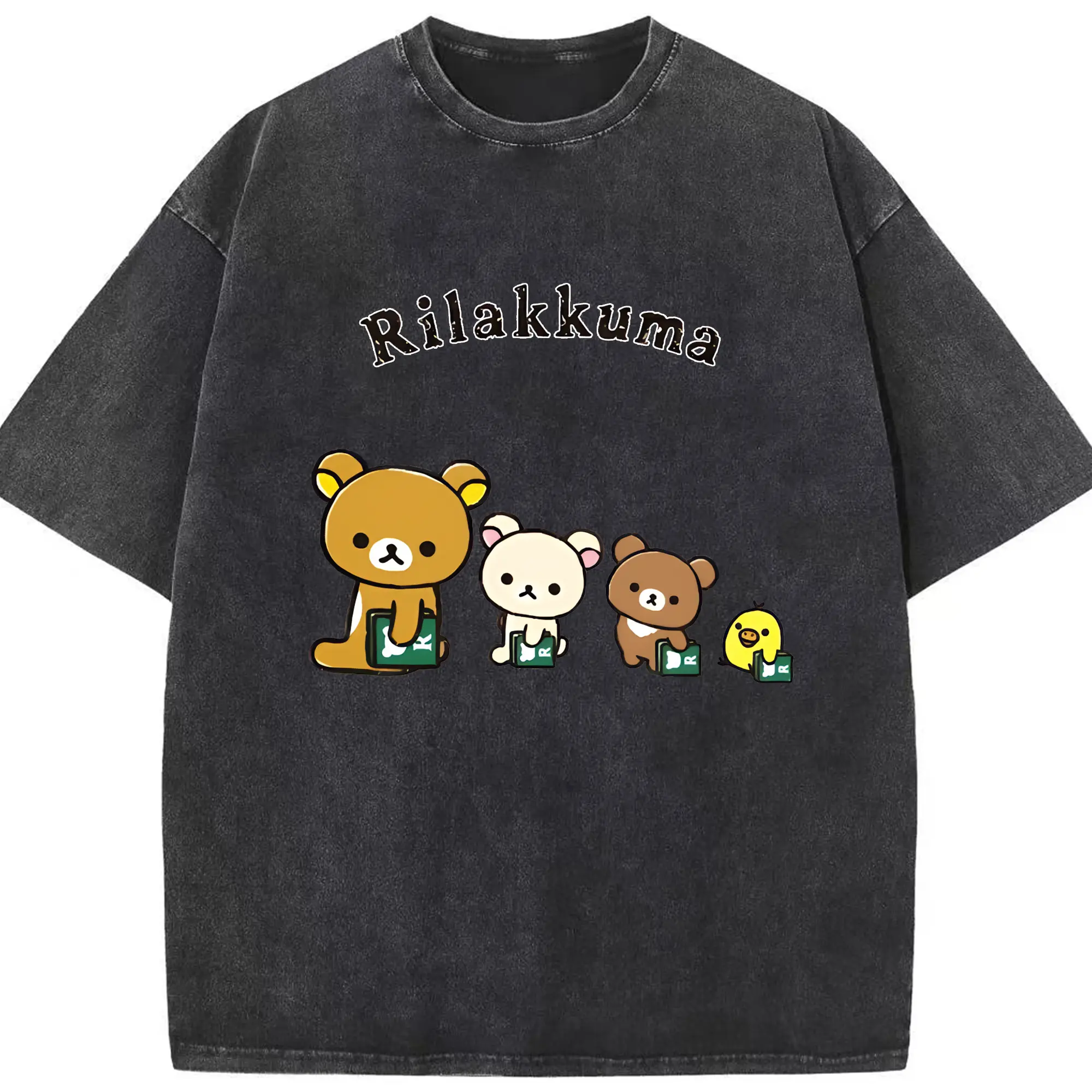 リラックマ (Rilakkuma) グッズ リラックマ (Rilakkuma) - 綿100％ ヴィンテージ風 半袖Tシャツ ・ フロントプリント ・ 柔らか肌触り ・ 通気性 快適 ・ スポーツ カジュアル 外出用