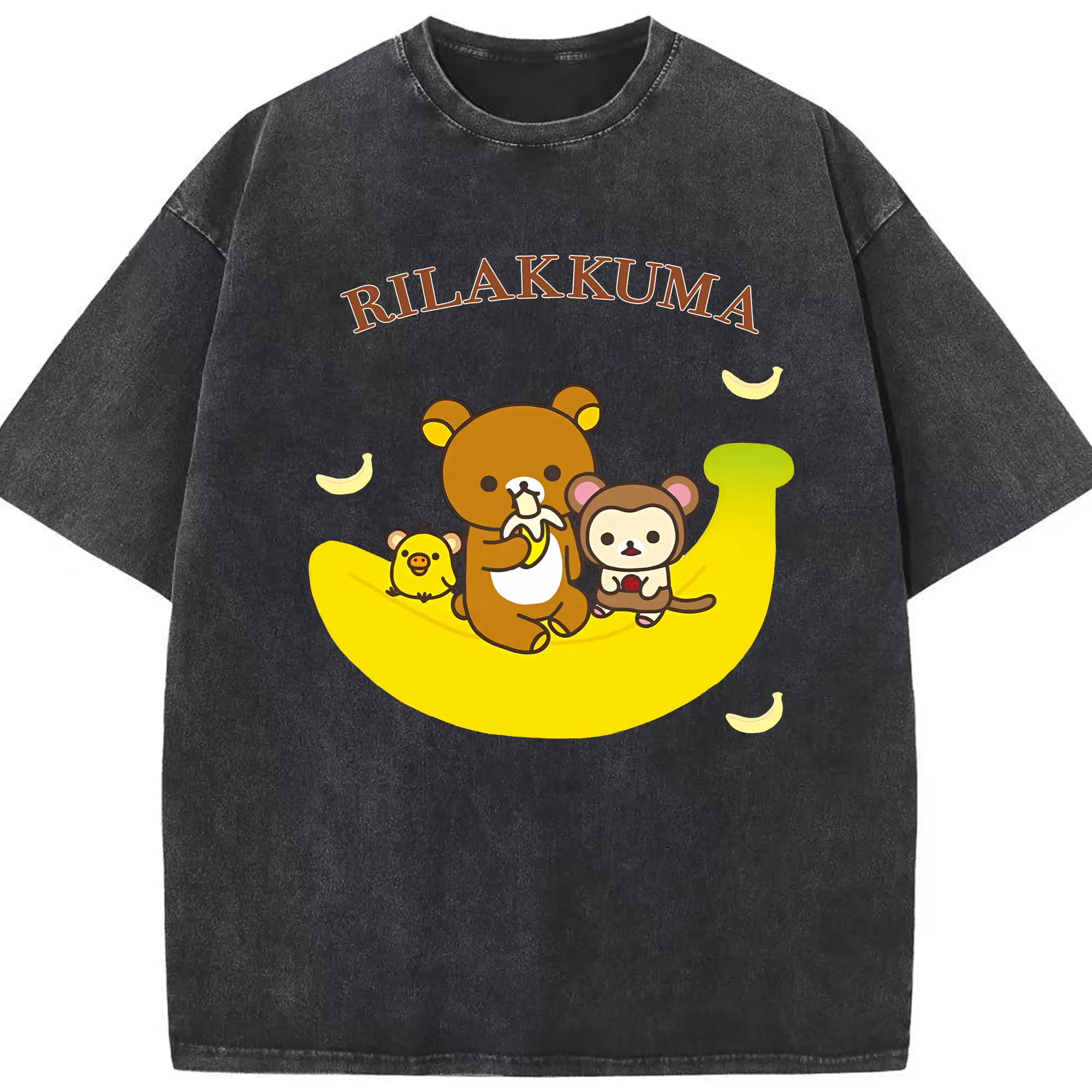 リラックマ (Rilakkuma) グッズ リラックマ (Rilakkuma) - 綿100％ ヴィンテージ風 半袖Tシャツ ・ フロントプリント ・ 柔らか肌触り ・ 通気性 快適 ・ スポーツ カジュアル 外出用