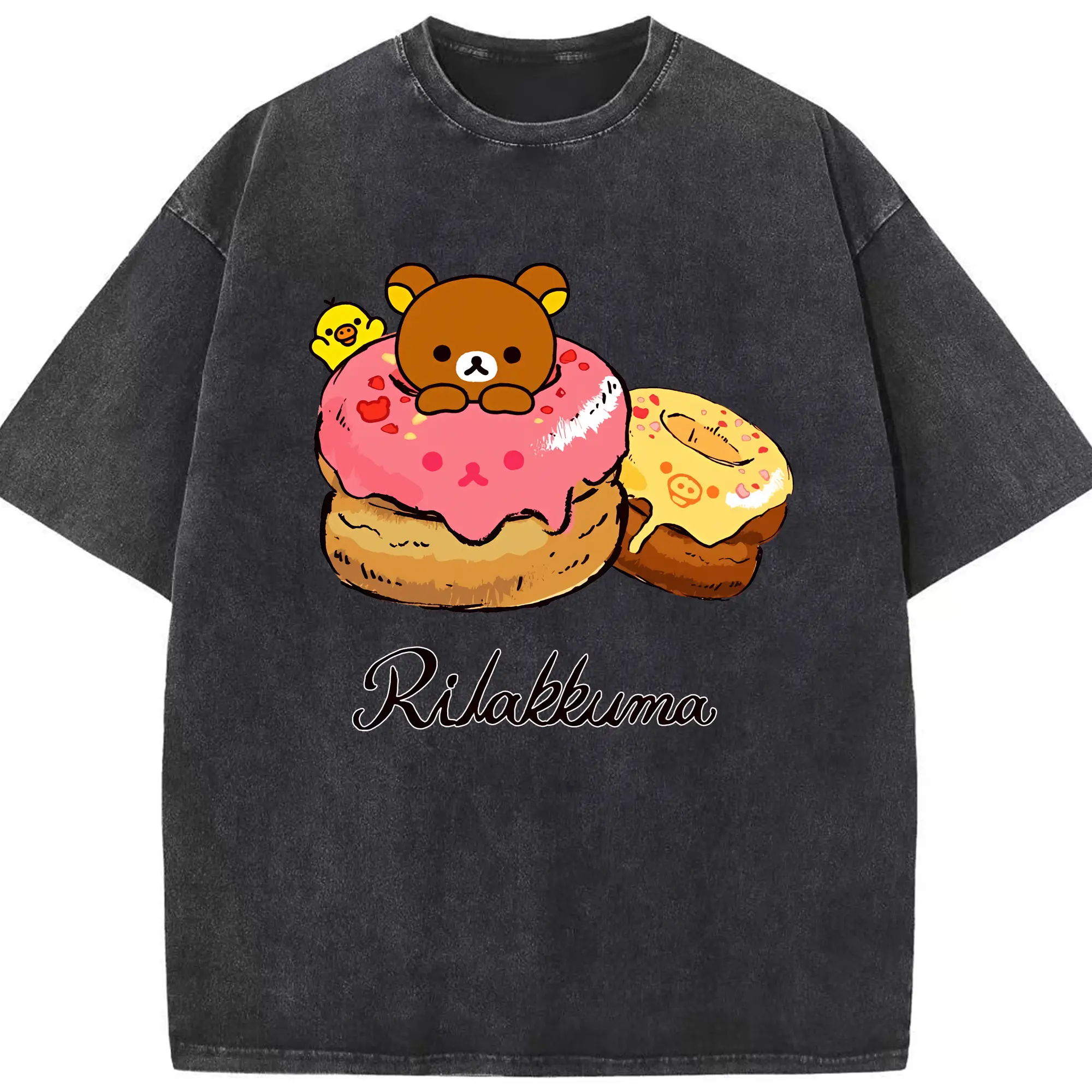 リラックマ (Rilakkuma) グッズ リラックマ (Rilakkuma) - 綿100％ ヴィンテージ風 半袖Tシャツ ・ フロントプリント ・ 柔らか肌触り ・ 通気性 快適 ・ スポーツ カジュアル 外出用