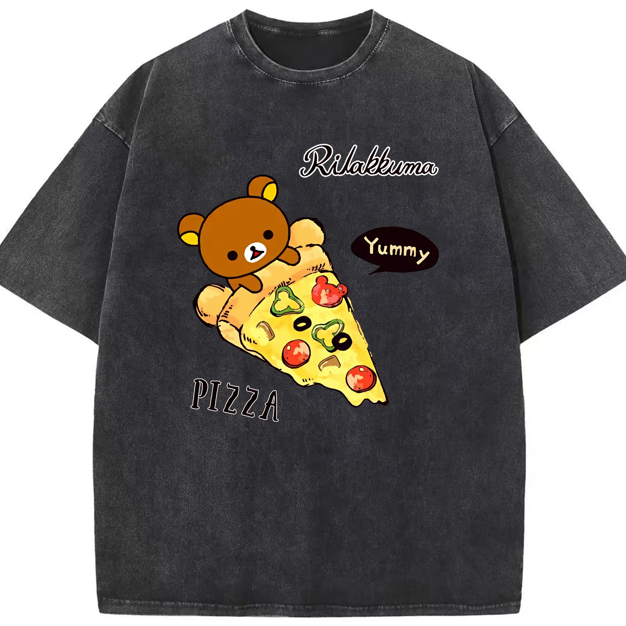 リラックマ (Rilakkuma) グッズ リラックマ (Rilakkuma) - 綿100％ ヴィンテージ風 半袖Tシャツ ・ フロントプリント ・ 柔らか肌触り ・ 通気性 快適 ・ スポーツ カジュアル 外出用