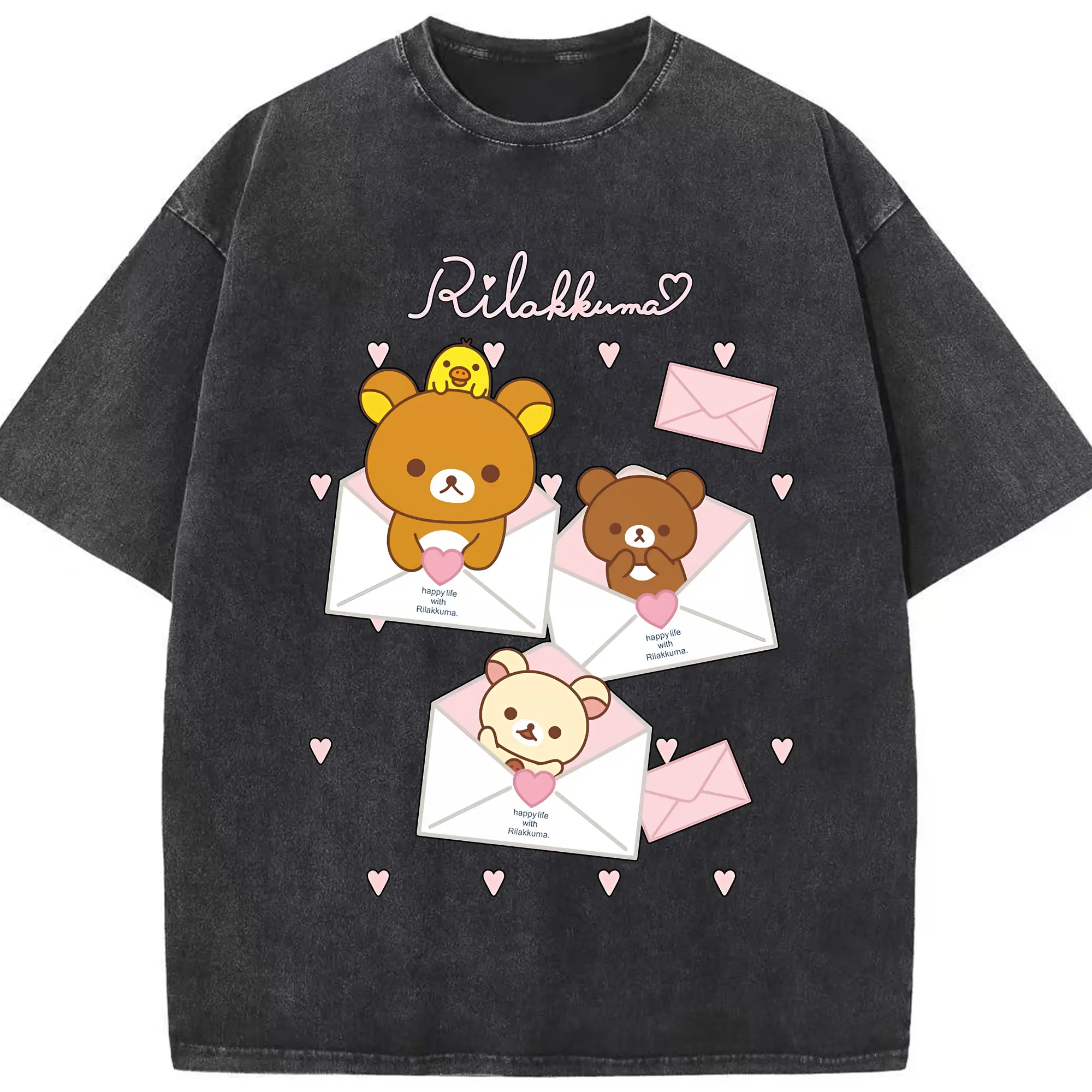 リラックマ (Rilakkuma) グッズ リラックマ (Rilakkuma) - 綿100％ ヴィンテージ風 半袖Tシャツ ・ フロントプリント ・ 柔らか肌触り ・ 通気性 快適 ・ スポーツ カジュアル 外出用