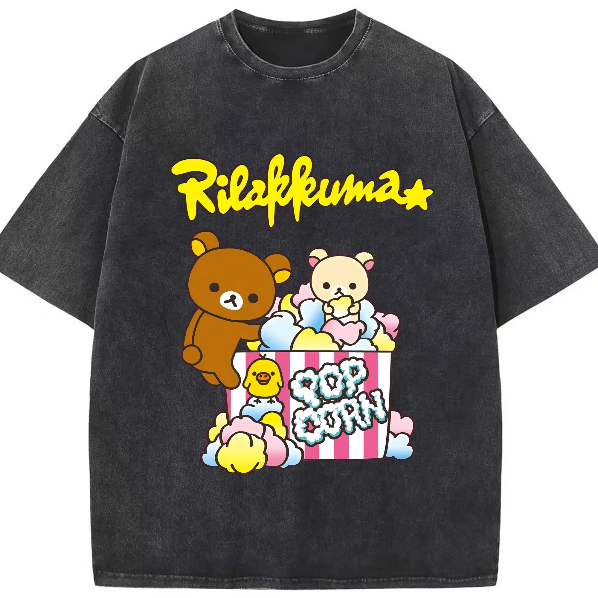 リラックマ (Rilakkuma) グッズ リラックマ (Rilakkuma) - 綿100％ ヴィンテージ風 半袖Tシャツ ・ フロントプリント ・ 柔らか肌触り ・ 通気性 快適 ・ スポーツ カジュアル 外出用