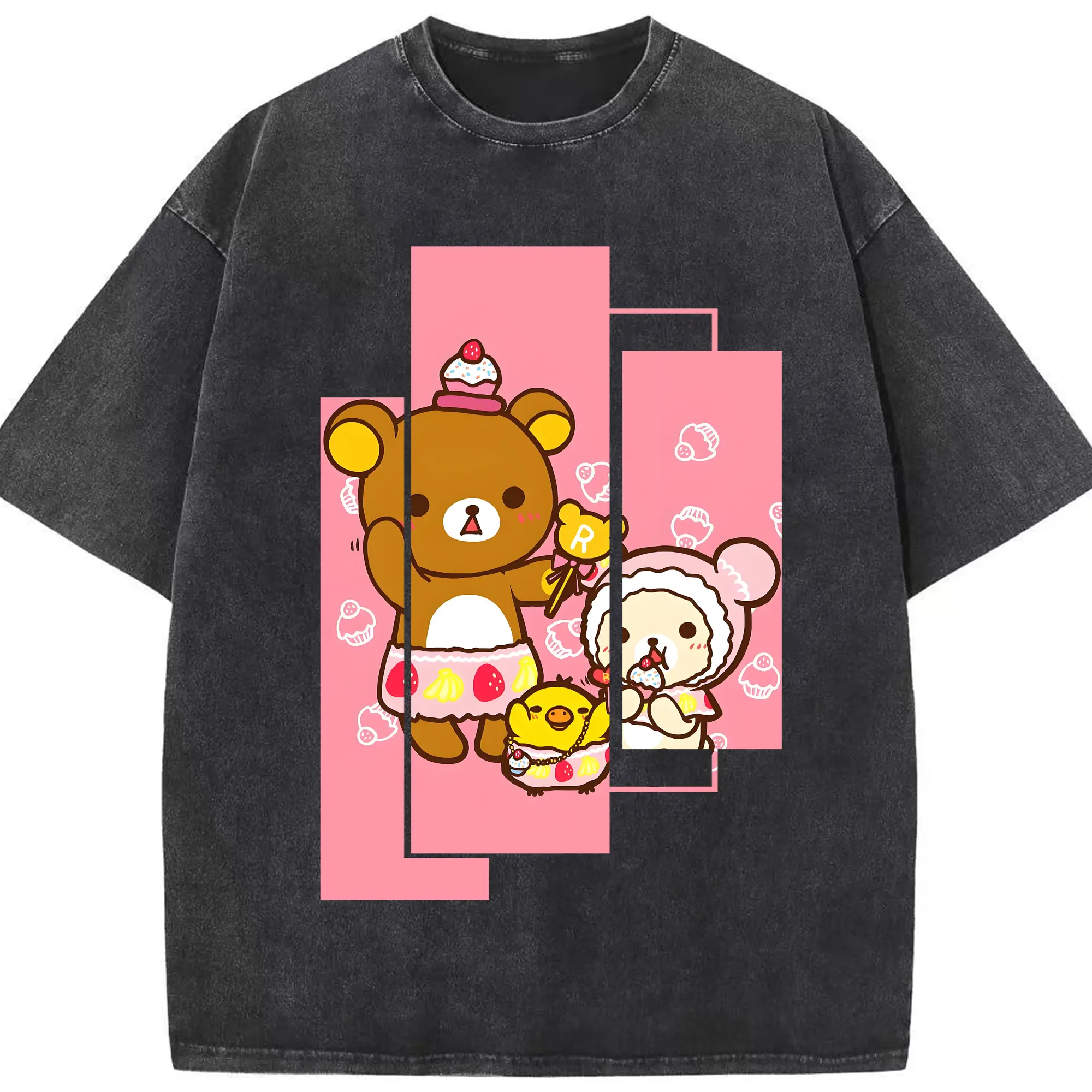 リラックマ (Rilakkuma) グッズ リラックマ (Rilakkuma) - 綿100％ ヴィンテージ風 半袖Tシャツ ・ フロントプリント ・ 柔らか肌触り ・ 通気性 快適 ・ スポーツ カジュアル 外出用