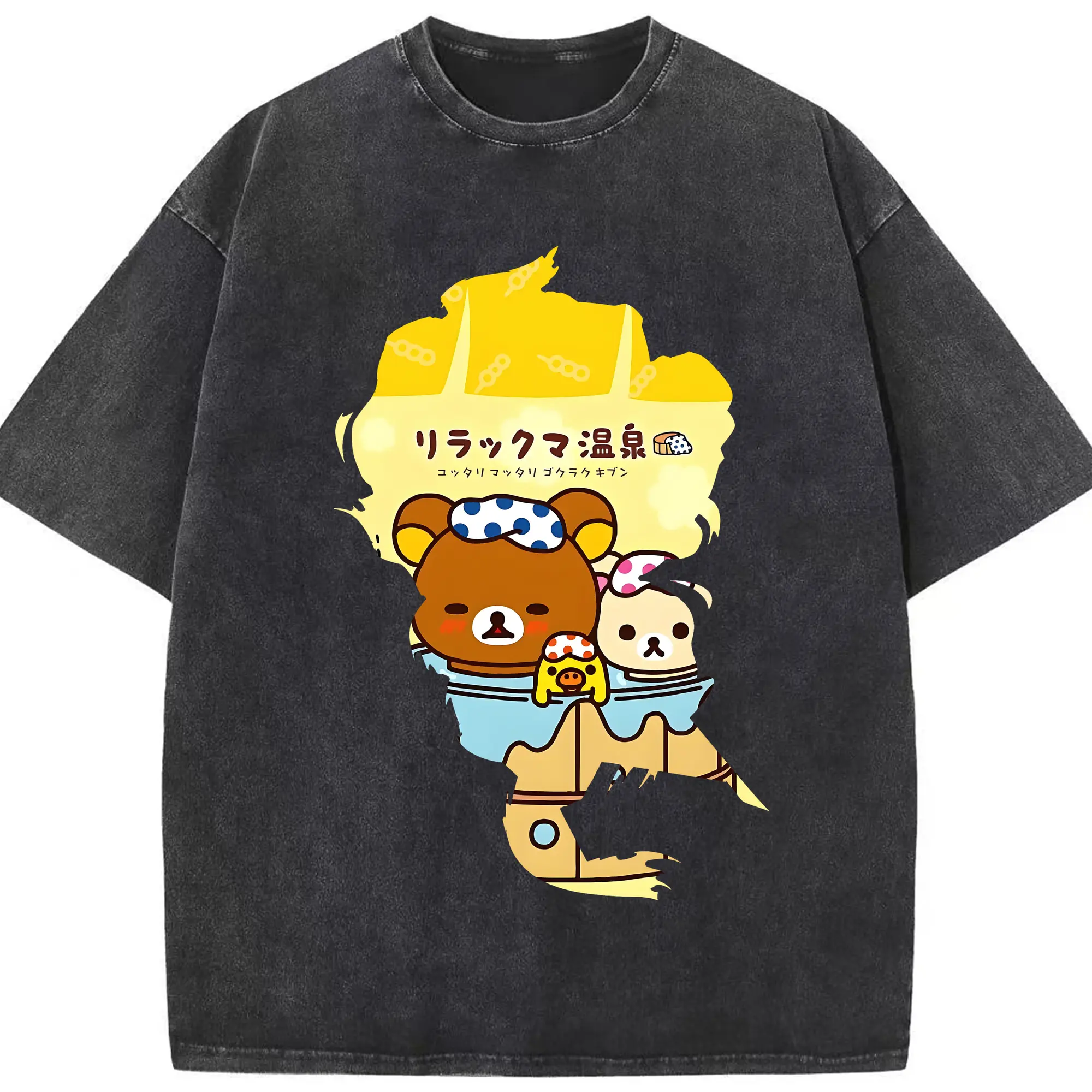 リラックマ (Rilakkuma) グッズ リラックマ (Rilakkuma) - 綿100％ ヴィンテージ風 半袖Tシャツ ・ フロントプリント ・ 柔らか肌触り ・ 通気性 快適 ・ スポーツ カジュアル 外出用