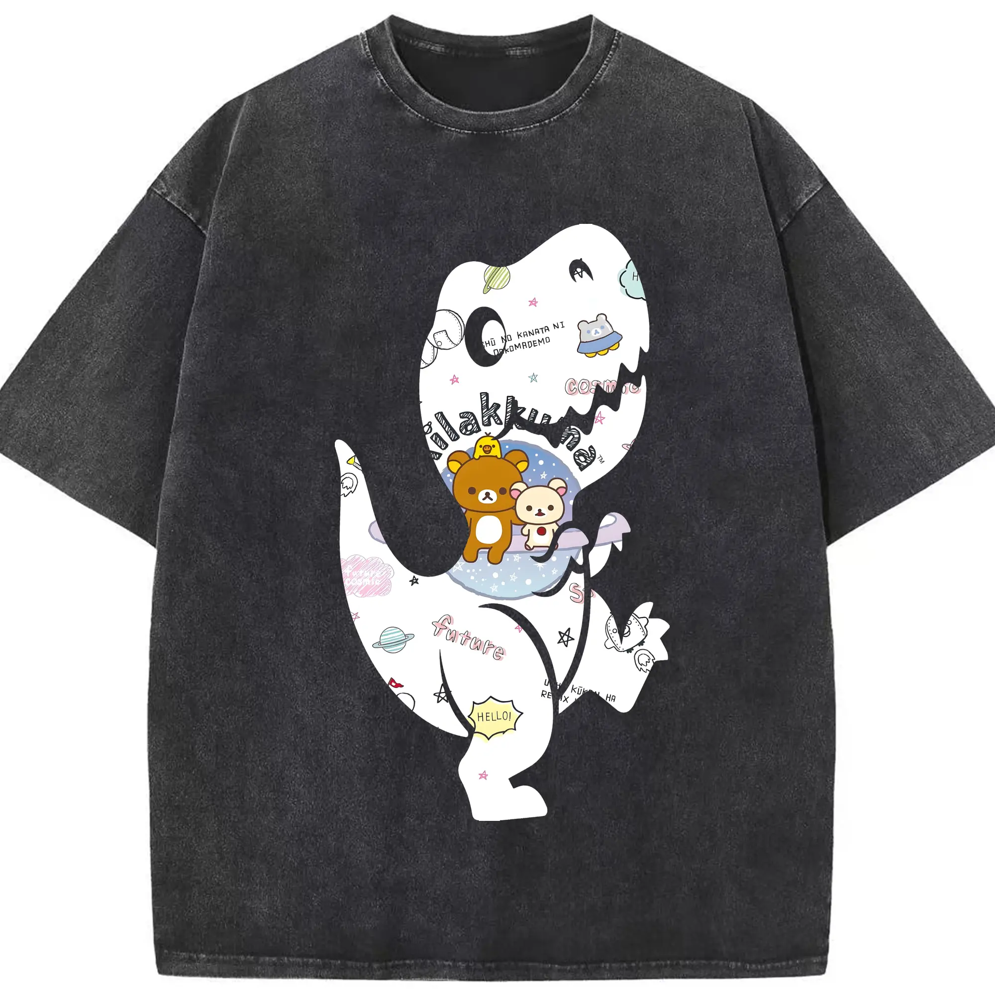 リラックマ (Rilakkuma) グッズ リラックマ (Rilakkuma) - 綿100％ ヴィンテージ風 半袖Tシャツ ・ フロントプリント ・ 柔らか肌触り ・ 通気性 快適 ・ スポーツ カジュアル 外出用