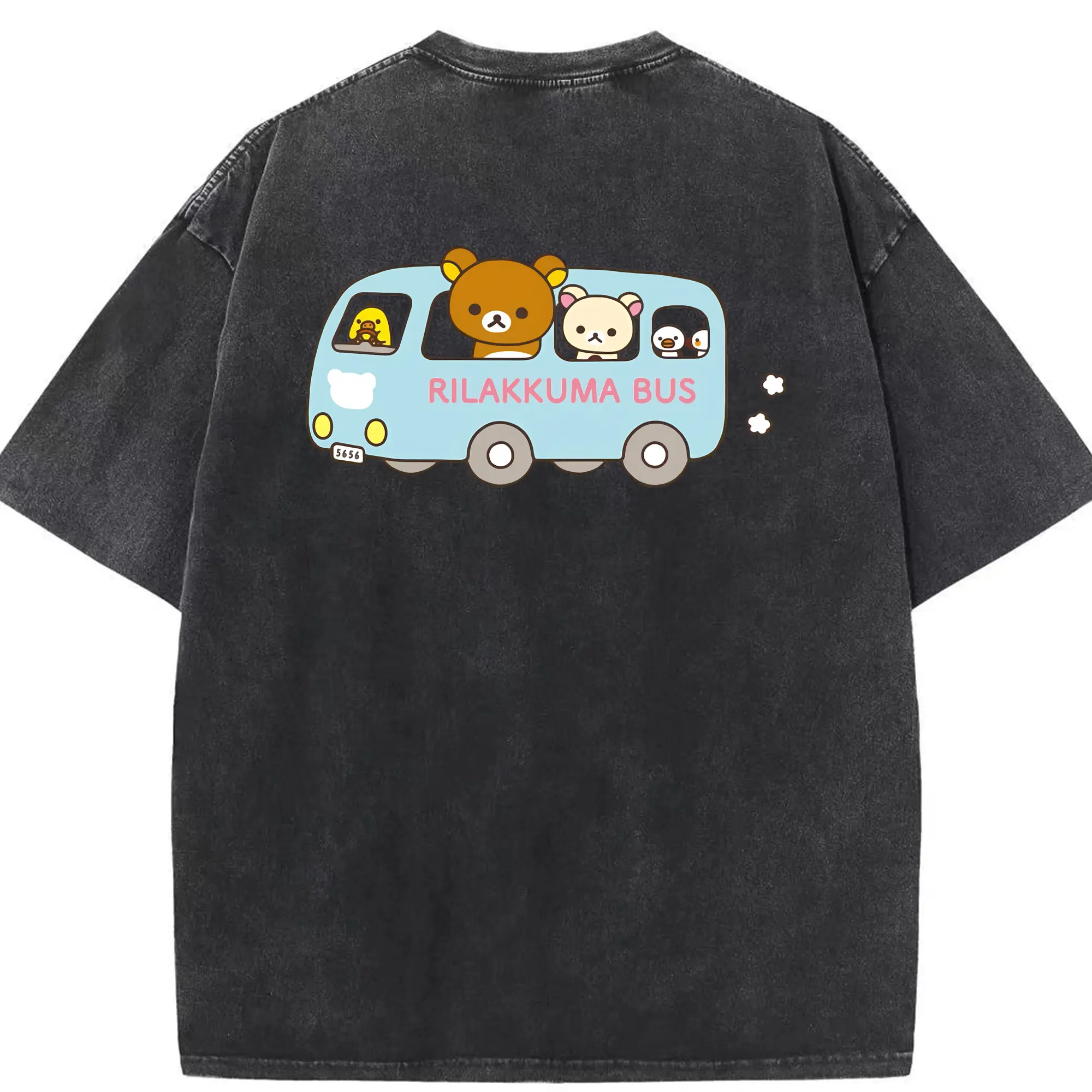 リラックマ (Rilakkuma) グッズ リラックマ (Rilakkuma) - 綿100％ ヴィンテージ風 半袖Tシャツ ・ 背面プリント ・ 柔らか肌触り ・ 通気性 快適 ・ スポーツ カジュアル 外出用