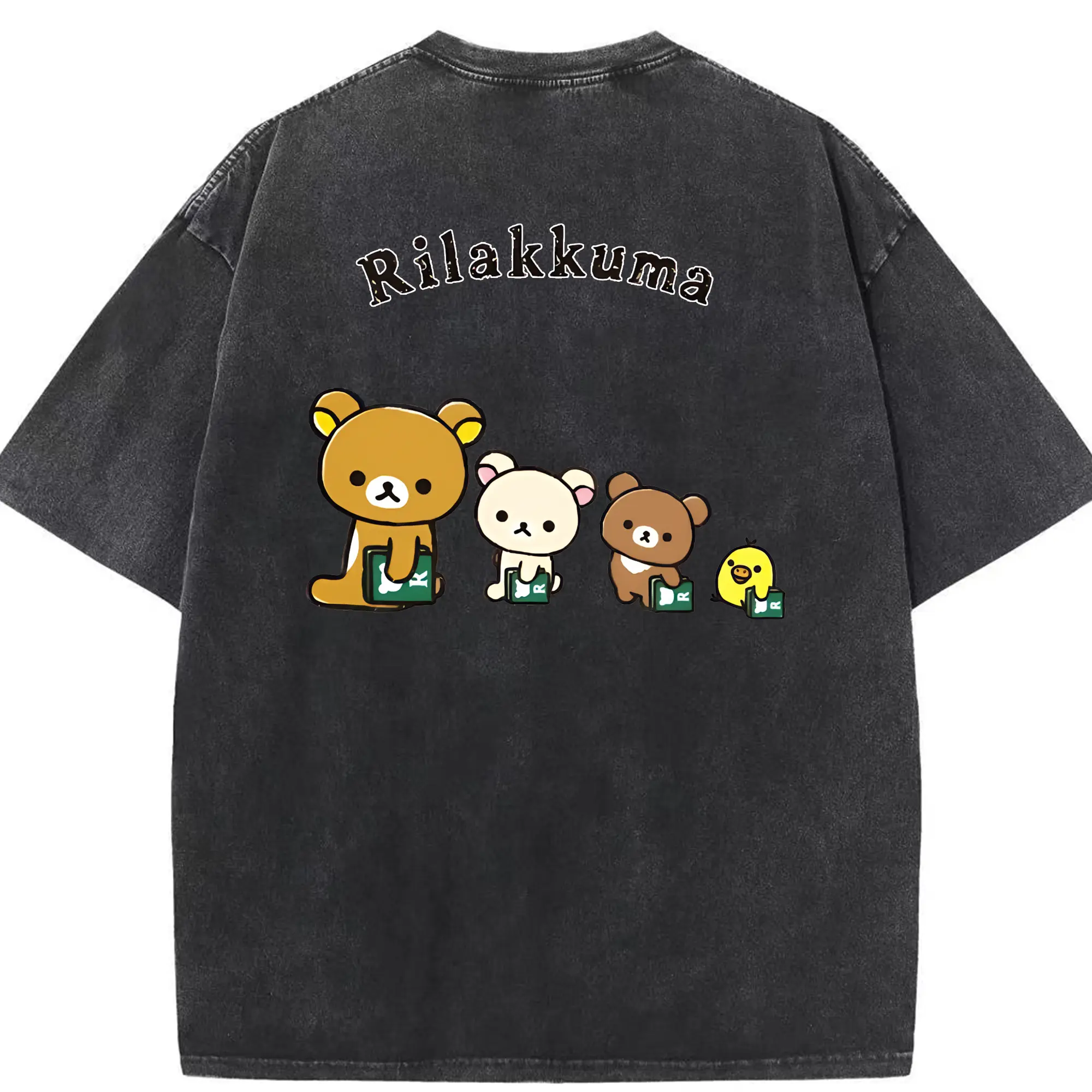 リラックマ (Rilakkuma) グッズ リラックマ (Rilakkuma) - 綿100％ ヴィンテージ風 半袖Tシャツ ・ 背面プリント ・ 柔らか肌触り ・ 通気性 快適 ・ スポーツ カジュアル 外出用