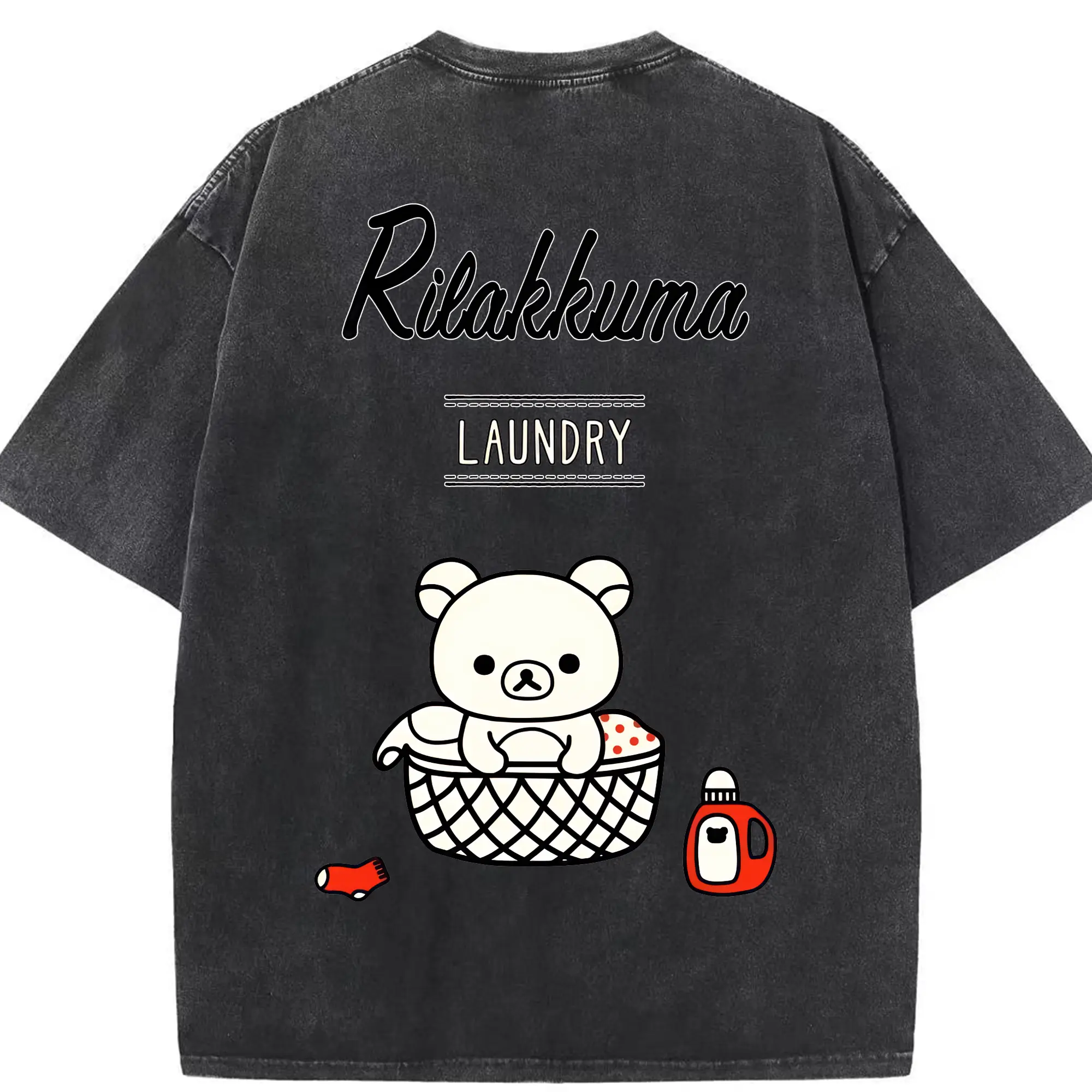 リラックマ (Rilakkuma) グッズ リラックマ (Rilakkuma) - 綿100％ ヴィンテージ風 半袖Tシャツ ・ 背面プリント ・ 柔らか肌触り ・ 通気性 快適 ・ スポーツ カジュアル 外出用
