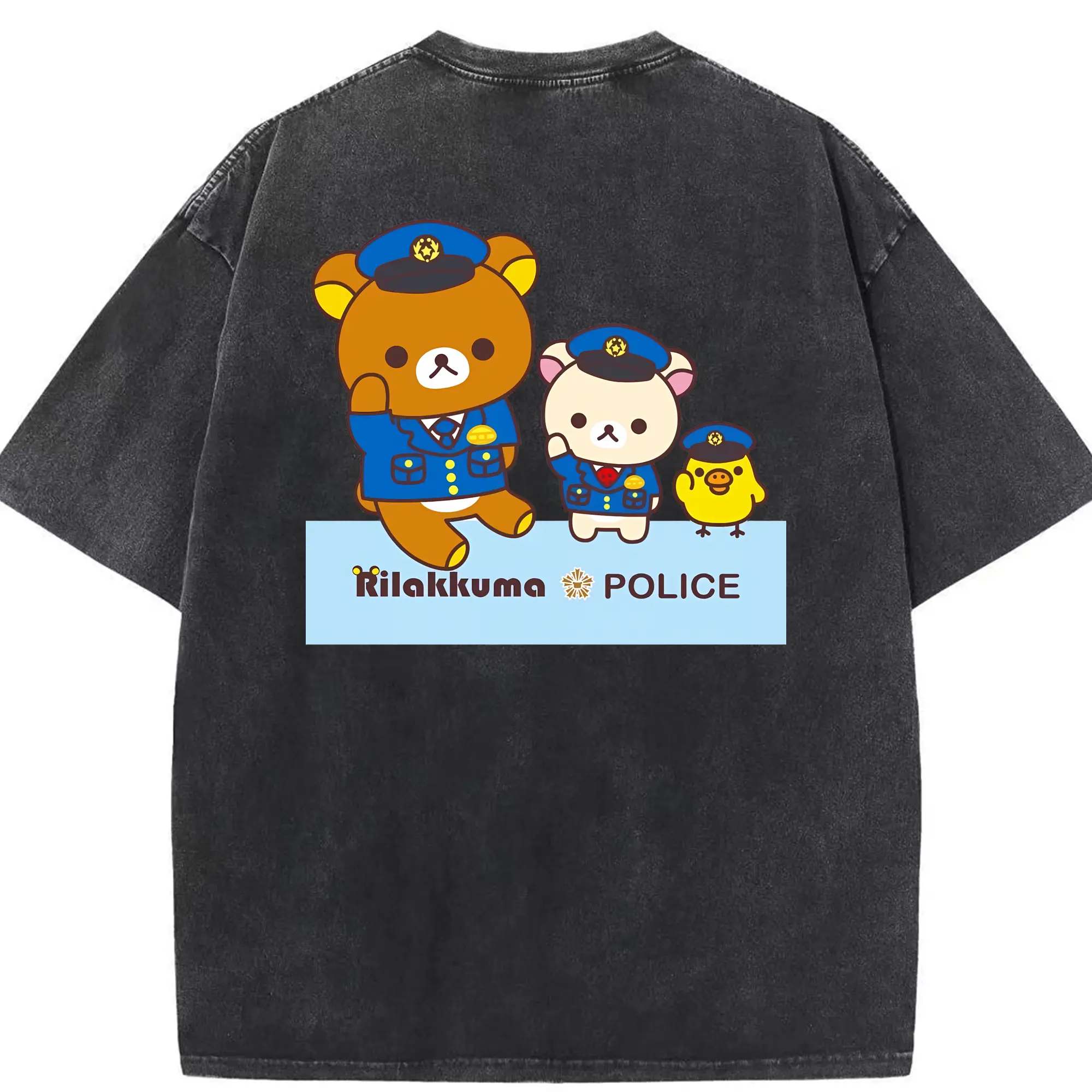 リラックマ (Rilakkuma) グッズ リラックマ (Rilakkuma) - 綿100％ ヴィンテージ風 半袖Tシャツ ・ 背面プリント ・ 柔らか肌触り ・ 通気性 快適 ・ スポーツ カジュアル 外出用