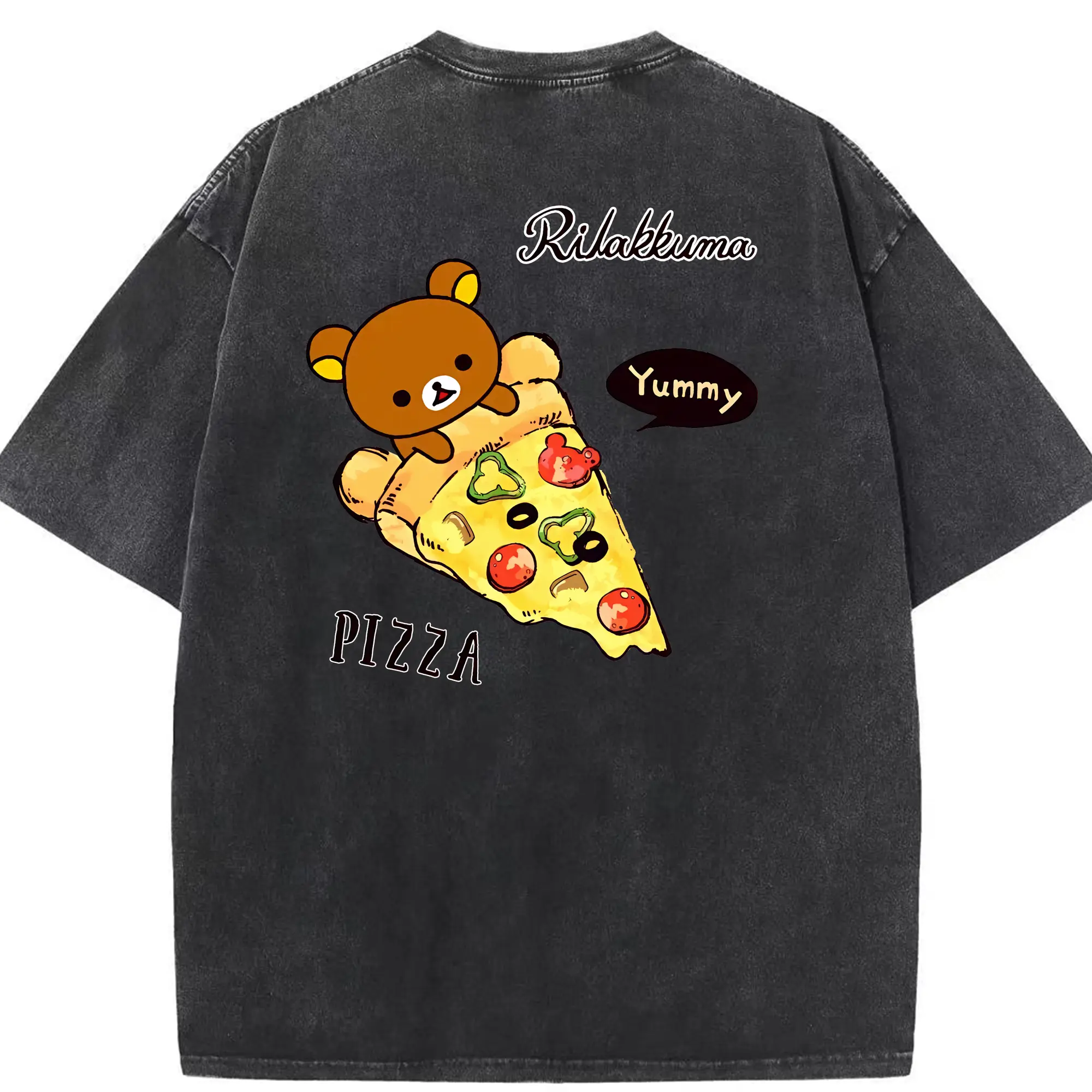 リラックマ (Rilakkuma) グッズ リラックマ (Rilakkuma) - 綿100％ ヴィンテージ風 半袖Tシャツ ・ 背面プリント ・ 柔らか肌触り ・ 通気性 快適 ・ スポーツ カジュアル 外出用