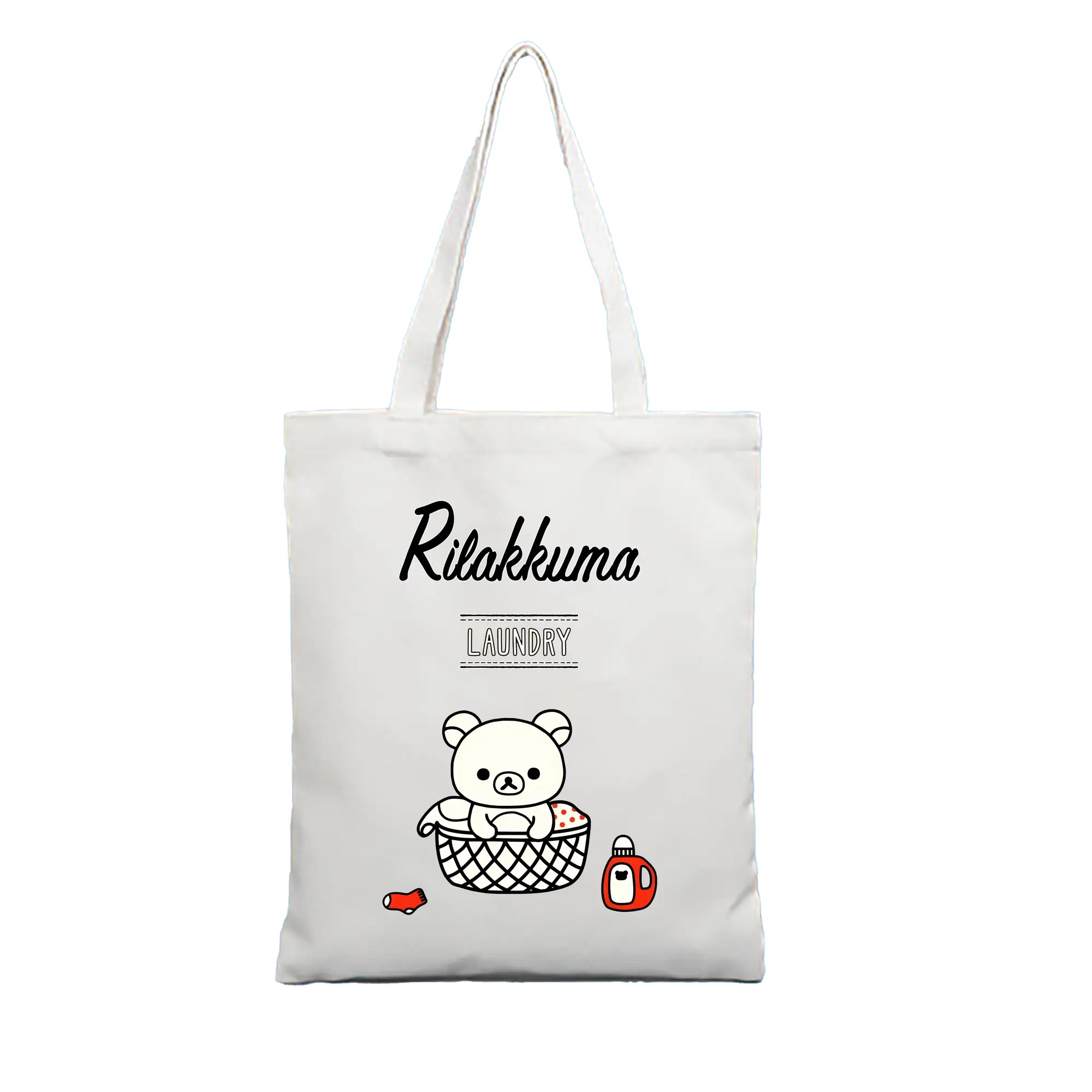 リラックマ (Rilakkuma) グッズ リラックマ (Rilakkuma) - 縦型キャンバス手提げバッグ（トートバッグ） ・ キャンバス素材 ・ ショッピング用 ・ 軽量 丈夫 お手入れ簡単