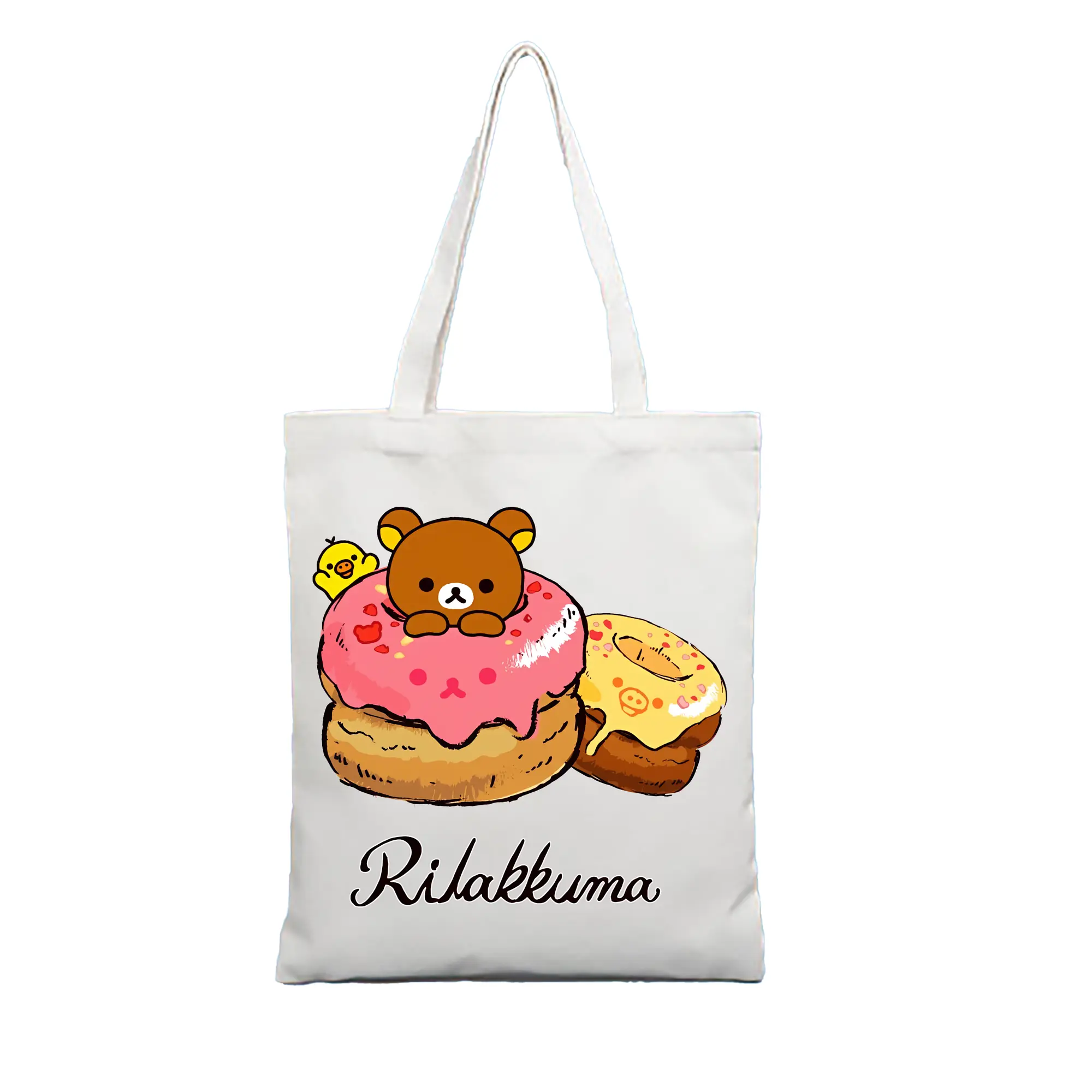 リラックマ (Rilakkuma) グッズ リラックマ (Rilakkuma) - 縦型キャンバス手提げバッグ（トートバッグ） ・ キャンバス素材 ・ ショッピング用 ・ 軽量 丈夫 お手入れ簡単