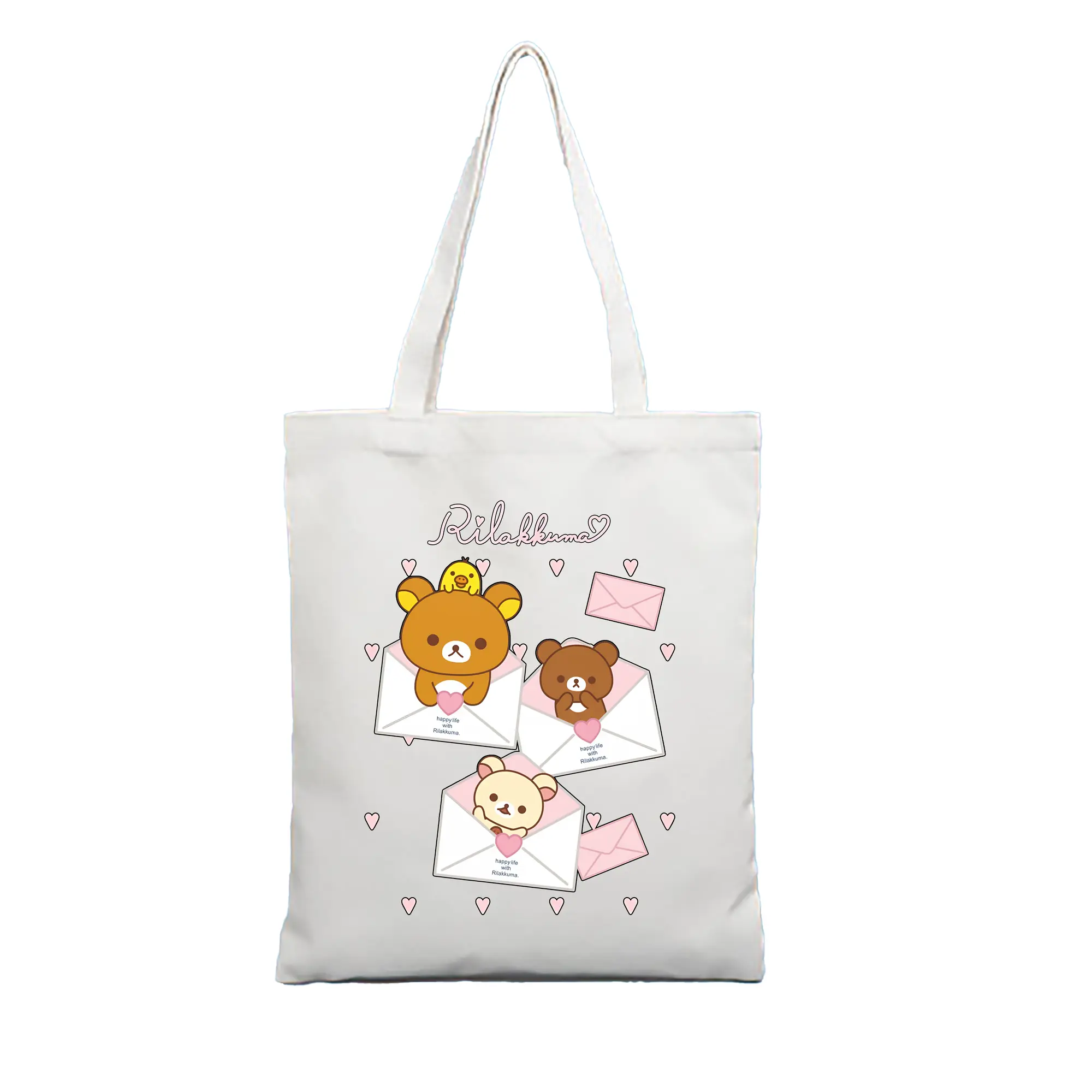 リラックマ (Rilakkuma) グッズ リラックマ (Rilakkuma) - 縦型キャンバス手提げバッグ（トートバッグ） ・ キャンバス素材 ・ ショッピング用 ・ 軽量 丈夫 お手入れ簡単