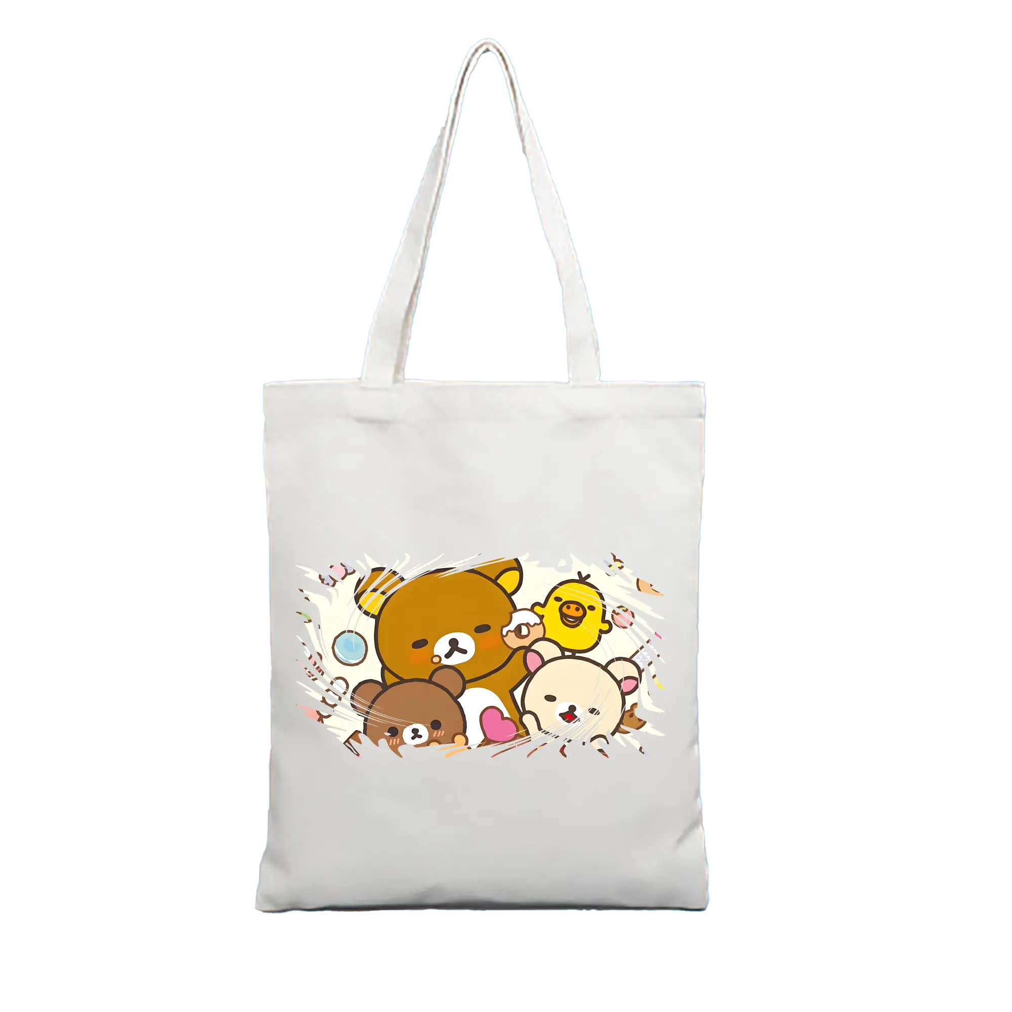 リラックマ (Rilakkuma) グッズ リラックマ (Rilakkuma) - 縦型キャンバス手提げバッグ（トートバッグ） ・ キャンバス素材 ・ ショッピング用 ・ 軽量 丈夫 お手入れ簡単
