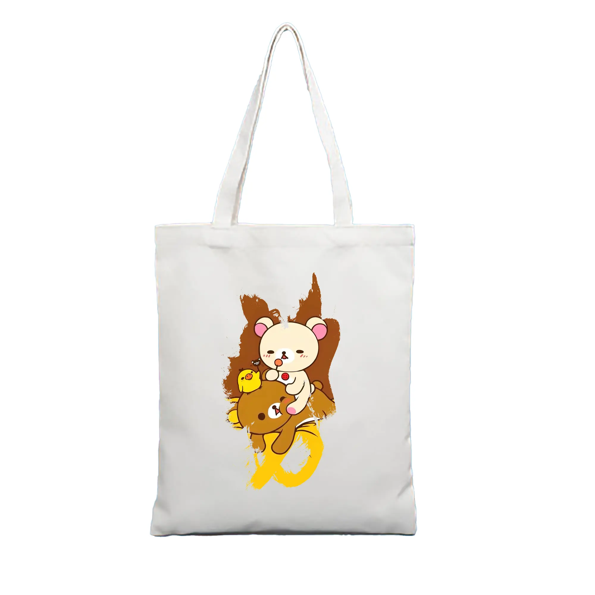 リラックマ (Rilakkuma) グッズ リラックマ (Rilakkuma) - 縦型キャンバス手提げバッグ（トートバッグ） ・ キャンバス素材 ・ ショッピング用 ・ 軽量 丈夫 お手入れ簡単