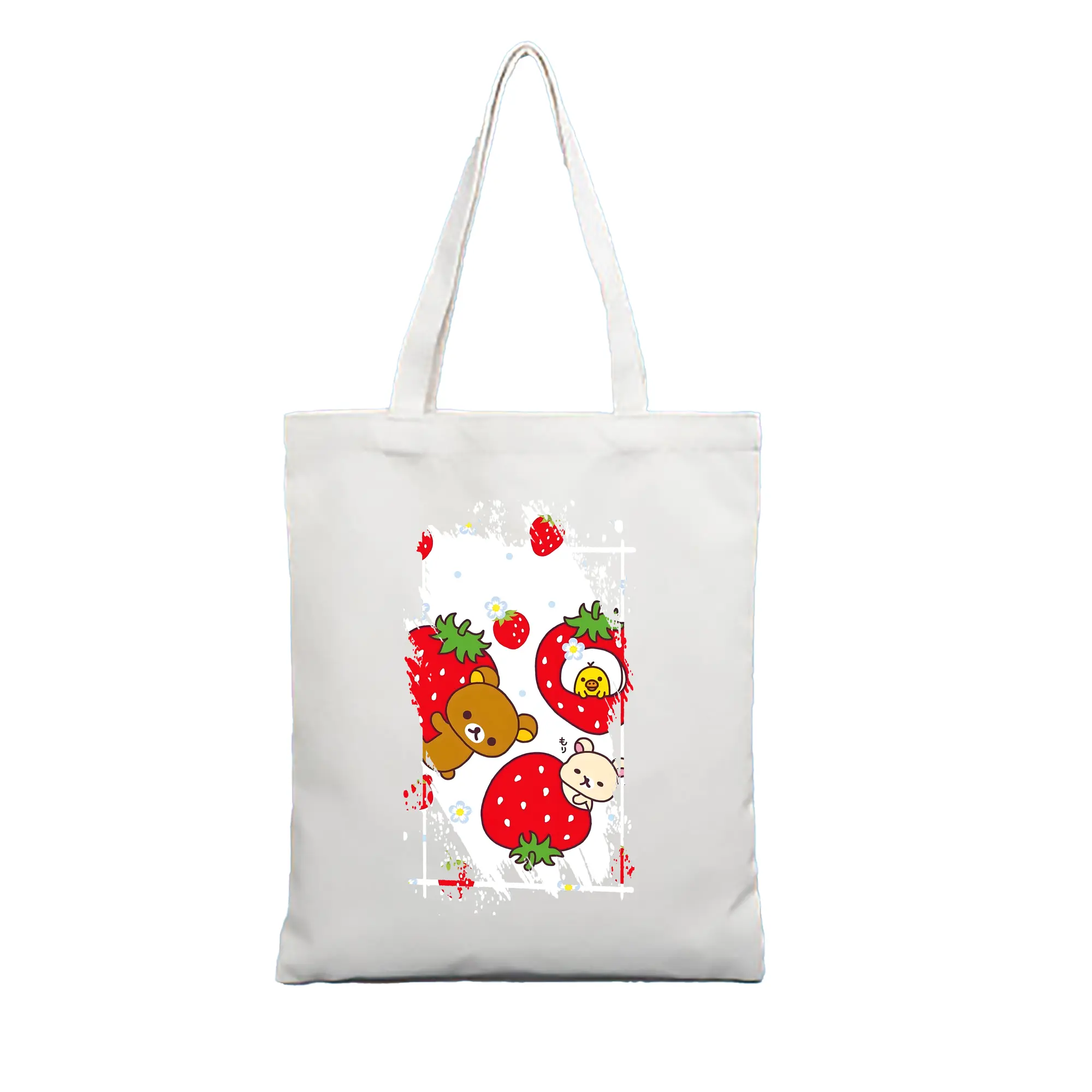 リラックマ (Rilakkuma) グッズ リラックマ (Rilakkuma) - 縦型キャンバス手提げバッグ（トートバッグ） ・ キャンバス素材 ・ ショッピング用 ・ 軽量 丈夫 お手入れ簡単