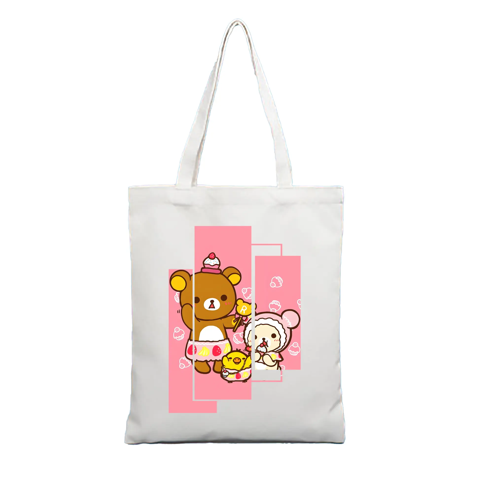リラックマ (Rilakkuma) グッズ リラックマ (Rilakkuma) - 縦型キャンバス手提げバッグ（トートバッグ） ・ キャンバス素材 ・ ショッピング用 ・ 軽量 丈夫 お手入れ簡単