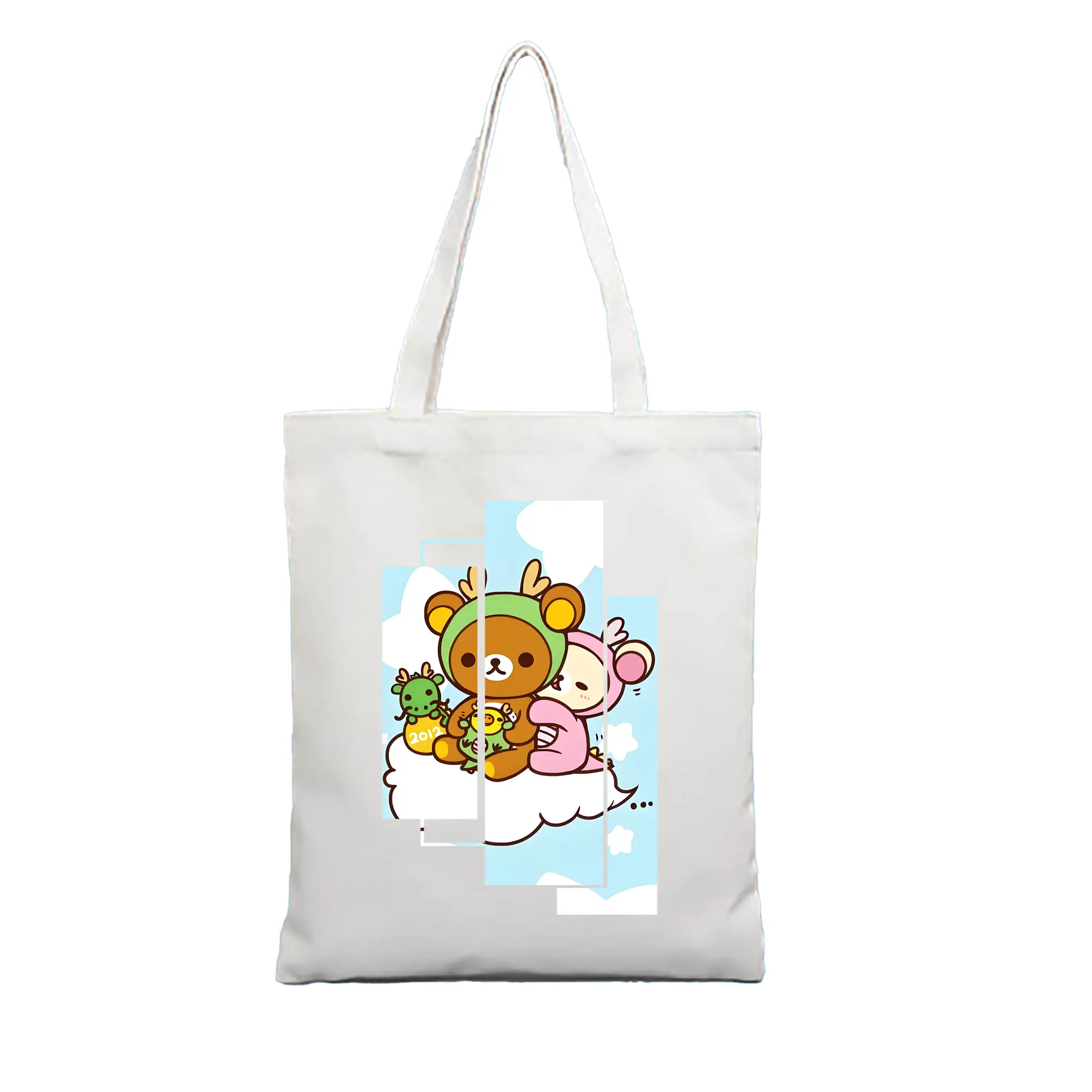 リラックマ (Rilakkuma) グッズ リラックマ (Rilakkuma) - 縦型キャンバス手提げバッグ（トートバッグ） ・ キャンバス素材 ・ ショッピング用 ・ 軽量 丈夫 お手入れ簡単