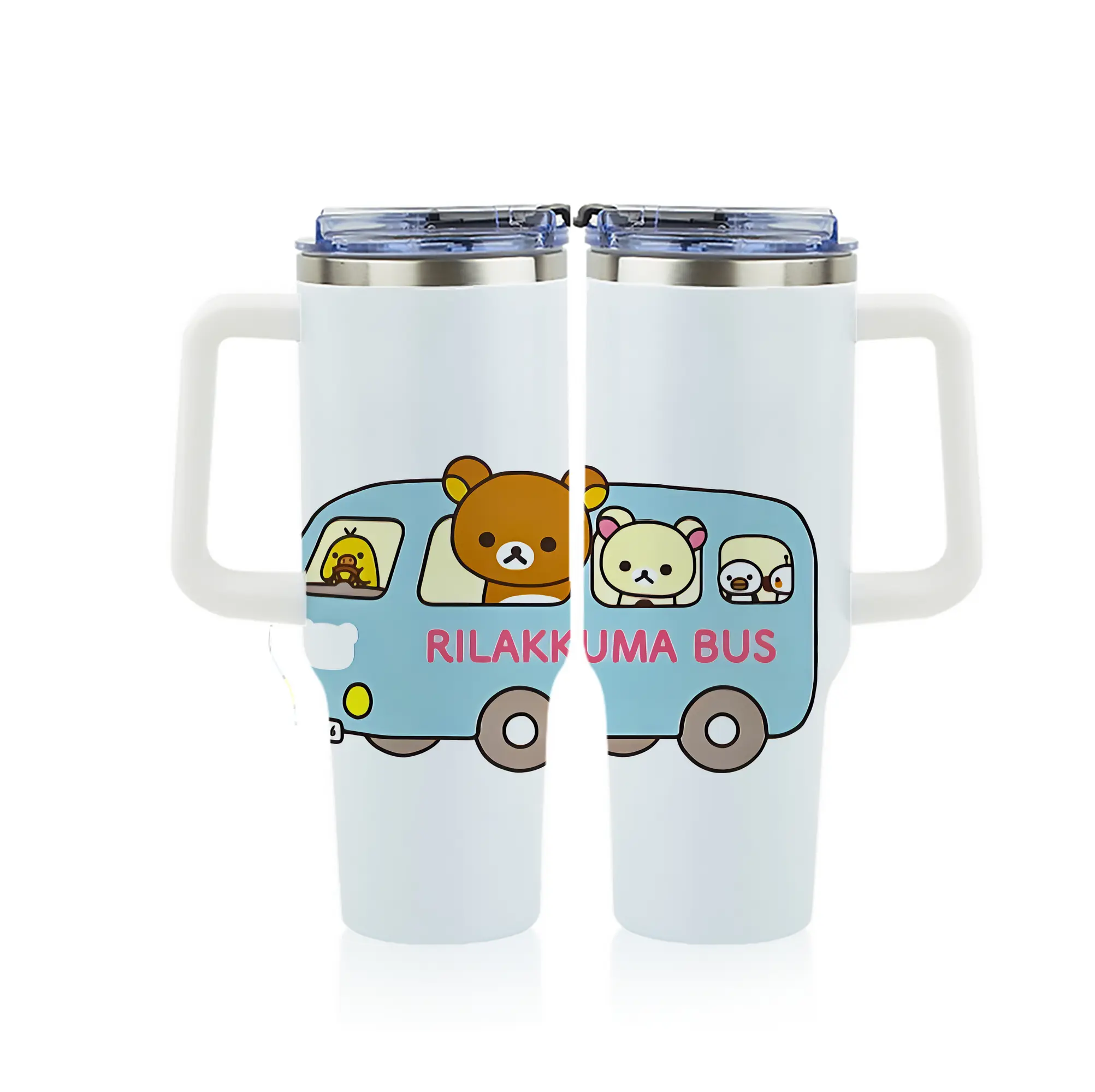 リラックマ (Rilakkuma) グッズ コリラックマ (Korirakkuma) - 1200mL フルプリント車用タンブラー ・ 304ステンレス 内側 ・ 201ステンレス 外側 ・ 保温 保冷 ・ 通勤 ドライブ アウトドア用