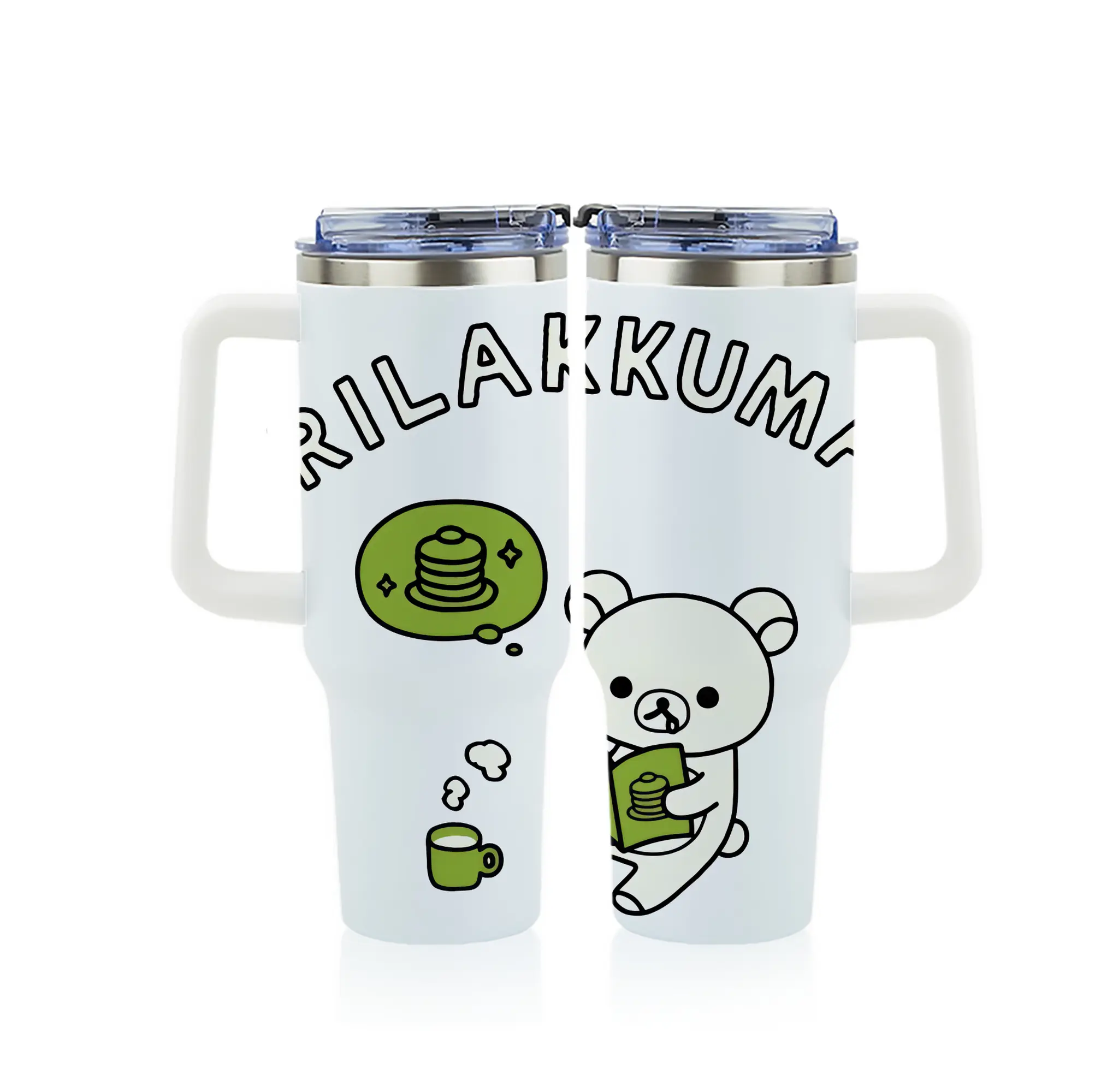 リラックマ (Rilakkuma) グッズ コリラックマ (Korirakkuma) - 1200mL フルプリント車用タンブラー ・ 304ステンレス 内側 ・ 201ステンレス 外側 ・ 保温 保冷 ・ 通勤 ドライブ アウトドア用