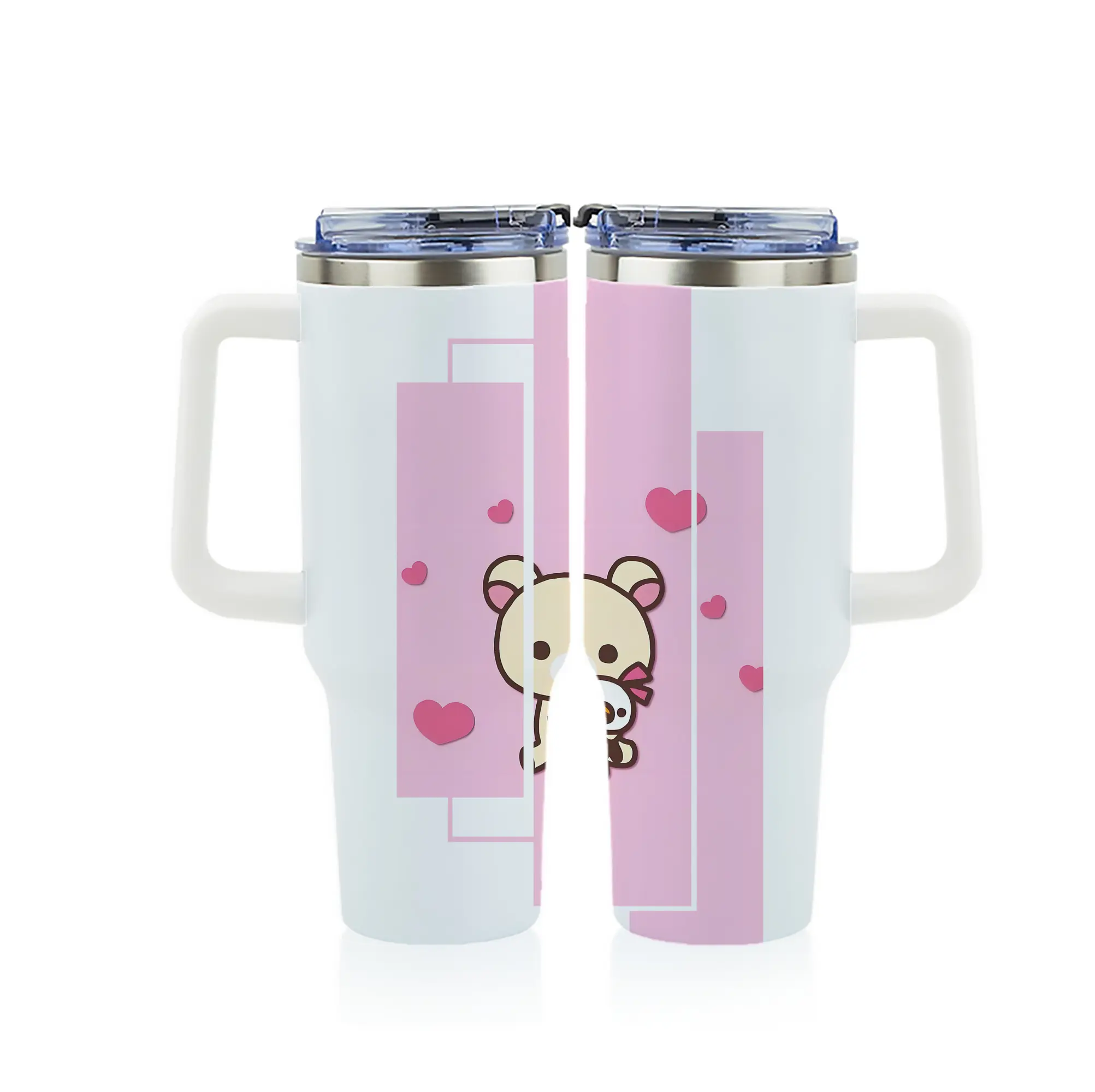 リラックマ (Rilakkuma) グッズ コリラックマ (Korirakkuma) - 1200mL フルプリント車用タンブラー ・ 304ステンレス 内側 ・ 201ステンレス 外側 ・ 保温 保冷 ・ 通勤 ドライブ アウトドア用