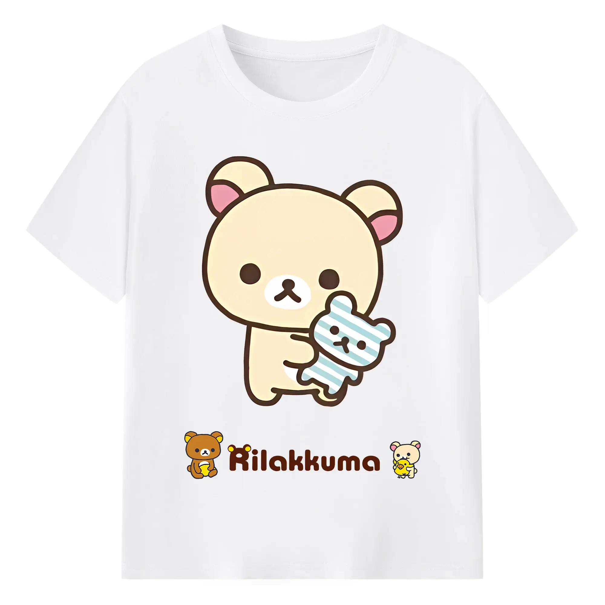 リラックマ (Rilakkuma) グッズ コリラックマ (Korirakkuma) - 綿100％ 半袖Tシャツ ・ フロントプリント ・ 快適 通気性 ・ 日常使い 散歩 スポーツ用