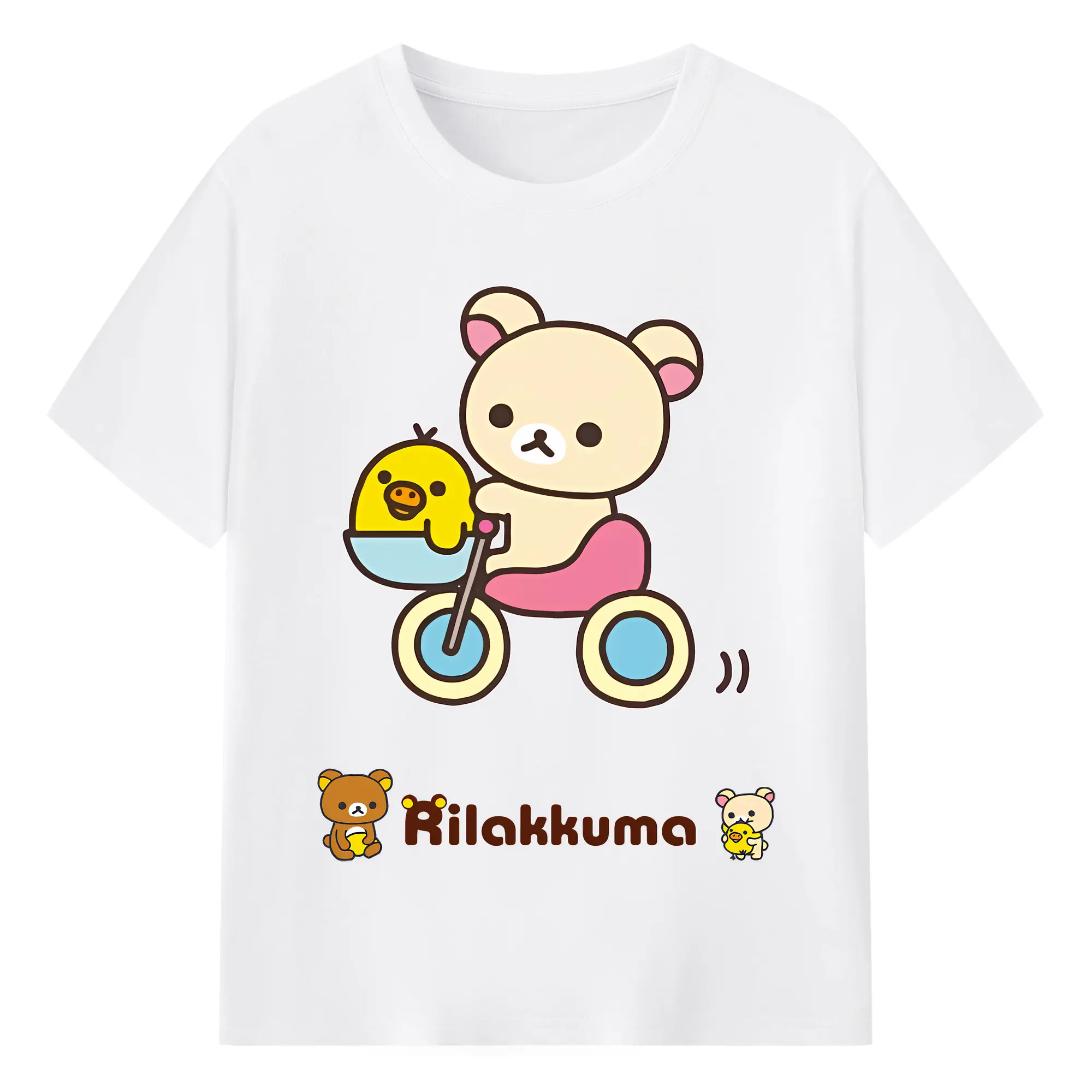 リラックマ (Rilakkuma) グッズ コリラックマ (Korirakkuma) - 綿100％ 半袖Tシャツ ・ フロントプリント ・ 快適 通気性 ・ 日常使い 散歩 スポーツ用